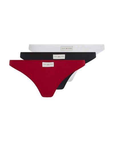 Tommy Hilfiger Underwear String 3P THONG (EXT. SIZE) (Packung, 3-St., 3er) in Rippoptik mit Tommy Hilfiger Logo-Badge