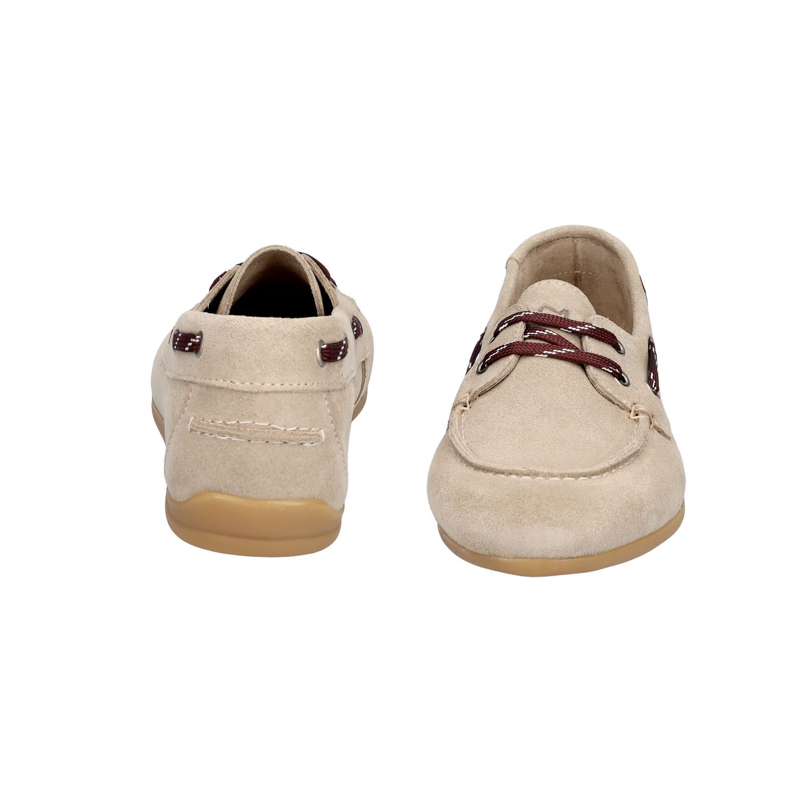 MIDS MELVA Damen Schnürschuh beige aus Velourleder, Loafer im Mokassin-Stil mit Lederfutter