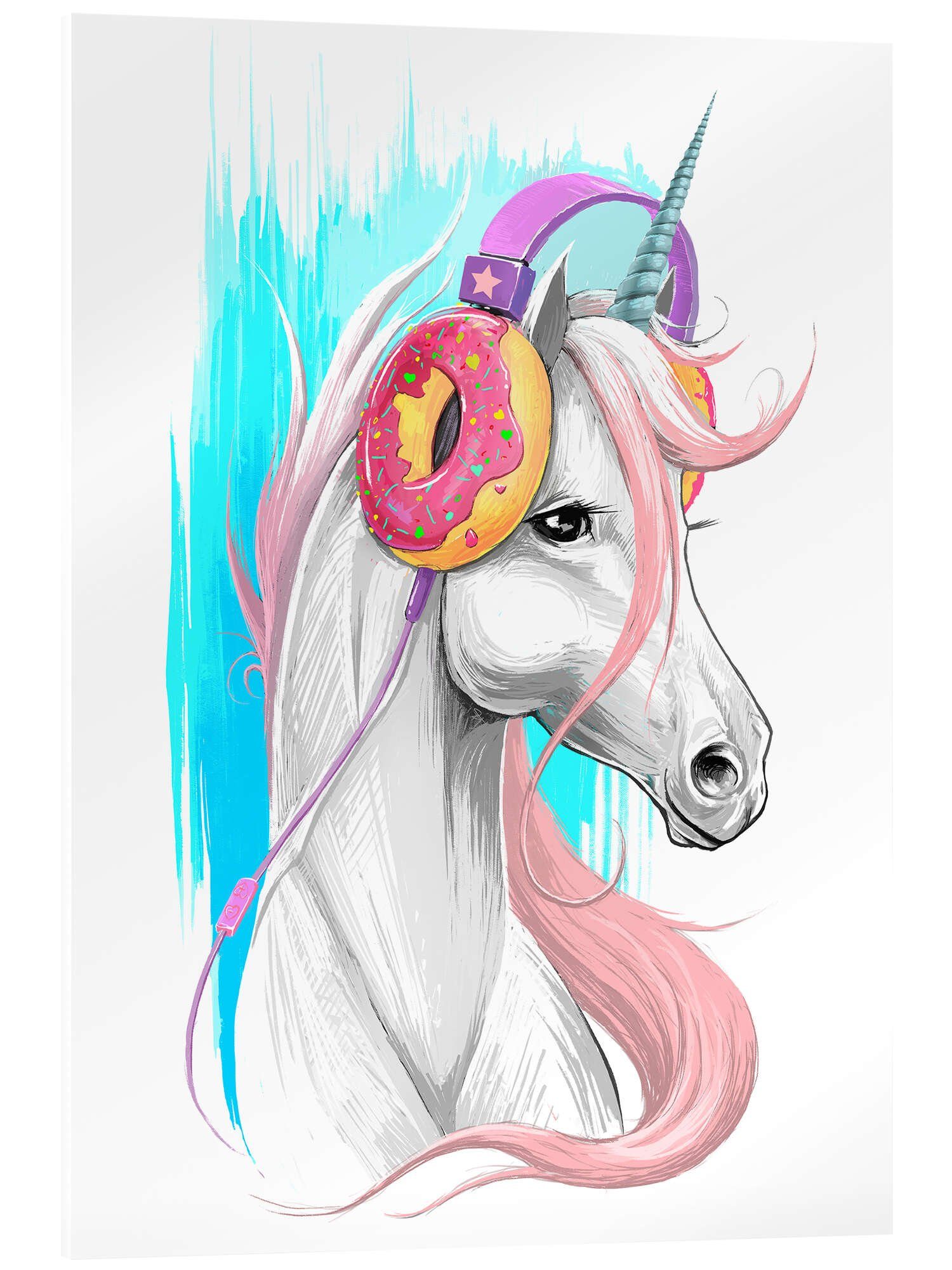 Posterlounge Wandbild Einhorn mit Kopfhörern, Nikita Korenkov, erhältlich als Poster, Leinwandbild, Wandsticker oder Acrylglasbild