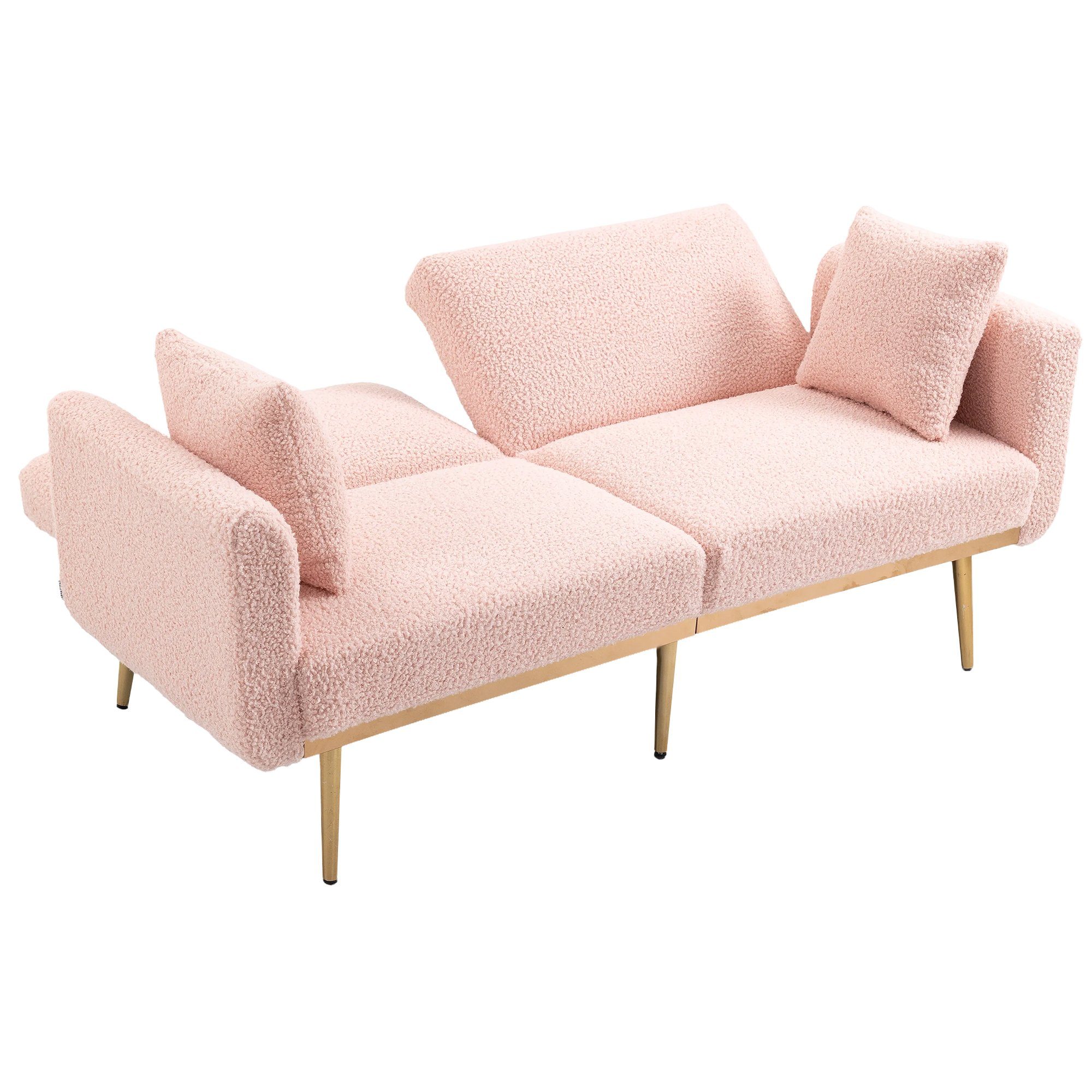 Loveseat-Sofa Metallfüßen Rosa OKWISH Sofa Schlafsofa, mit Akzentsofa,