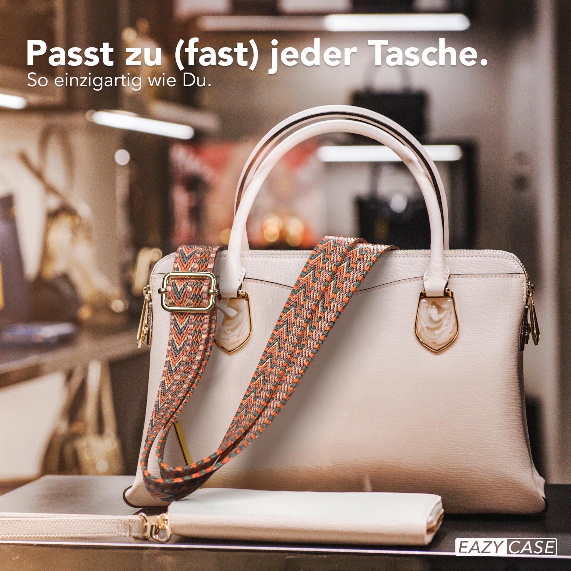 Riemchen EAZY Boho Breite Gürteltasche Style Schulterriemen Gold DIY Karabiner Umhängetasche Taschenriemen Taschenband - Grün Grün Orange Boho Ersatz CASE /