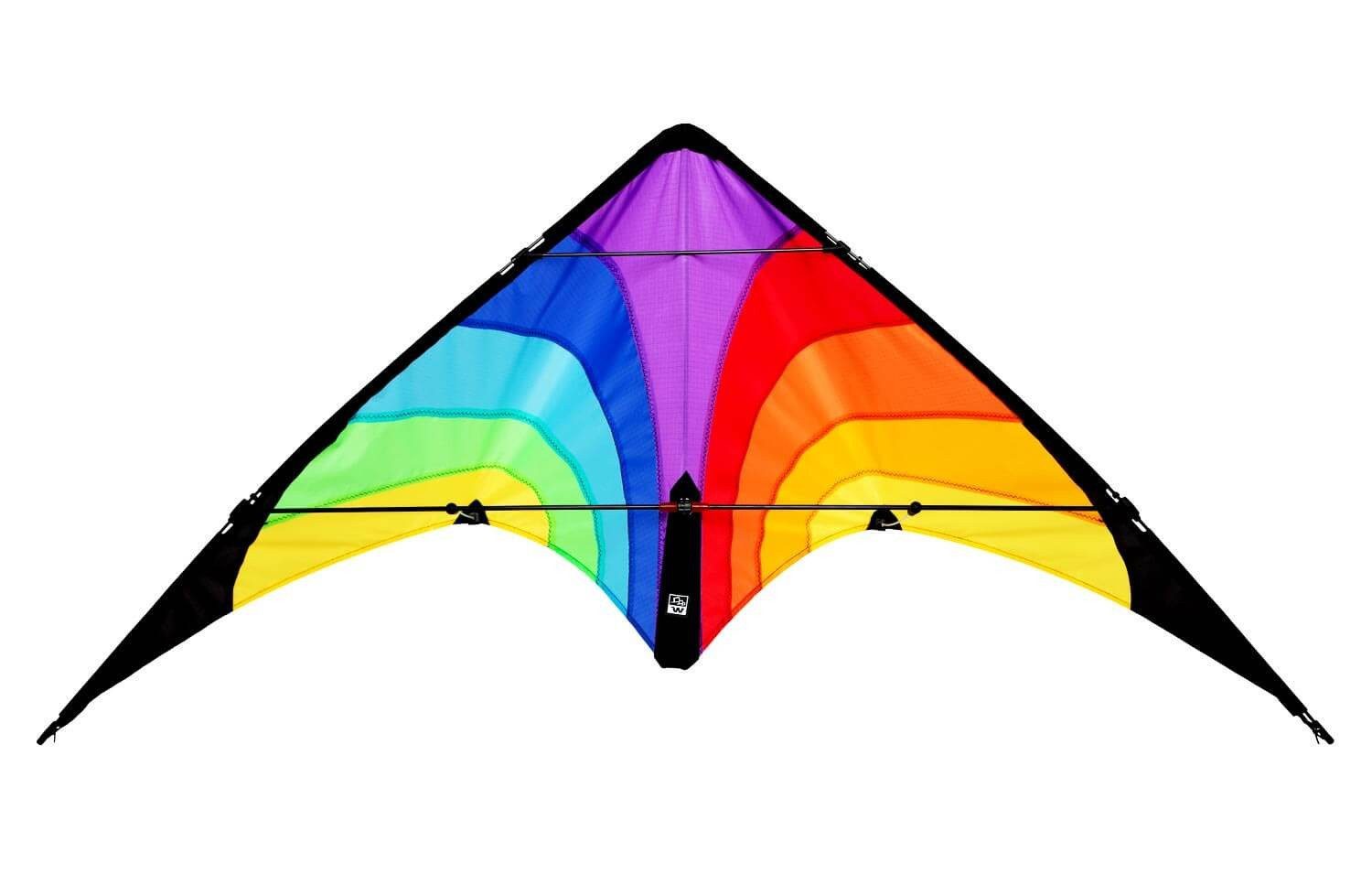 Wolkenstürmer Kite Ready to Fly Lenkdrachen Set für Kinder & Anfänger, (Bunter Lenkdrache für Kinder mit Tasche und Flugleinen, 1-tlg), Kinderdrachen Fancy (regenbogen) 130 cm - Ready to Fly