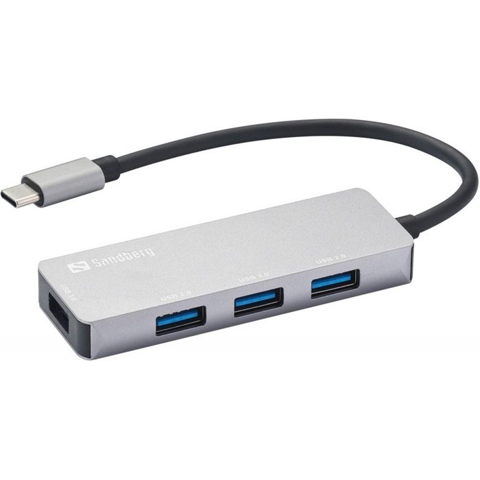 Sandberg Laptop-Dockingstation USB-C to 1x USB 3.0/3x USB 2.0 Saver Hub - Dockingstation - silber