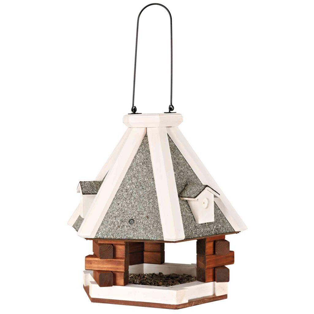 TRIXIE Vogelhaus Vogelfutterhaus zum Aufhängen - braun/weiß - ø 36 × 35 cm