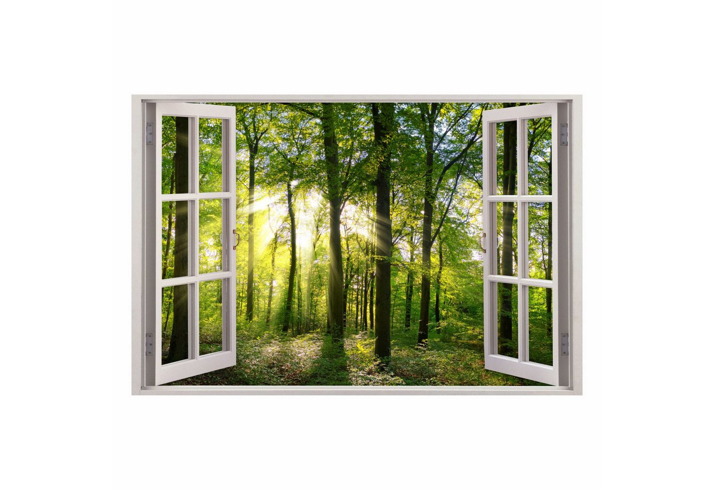 nikima Wandtattoo 213 Wandtattoo Fenster - Wald - Größe 1000 x 670 mm (PVC-Folie), in 5 vers. Größen