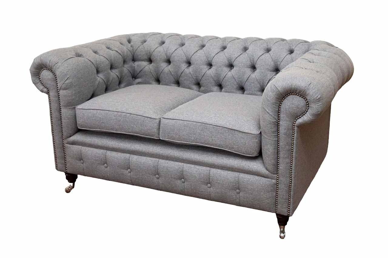 JVmoebel Sofa Chesterfield Büro Sitzmöbel Einrichtung Sofa Couch 2 Sitz Textil Graue, Made In Europe