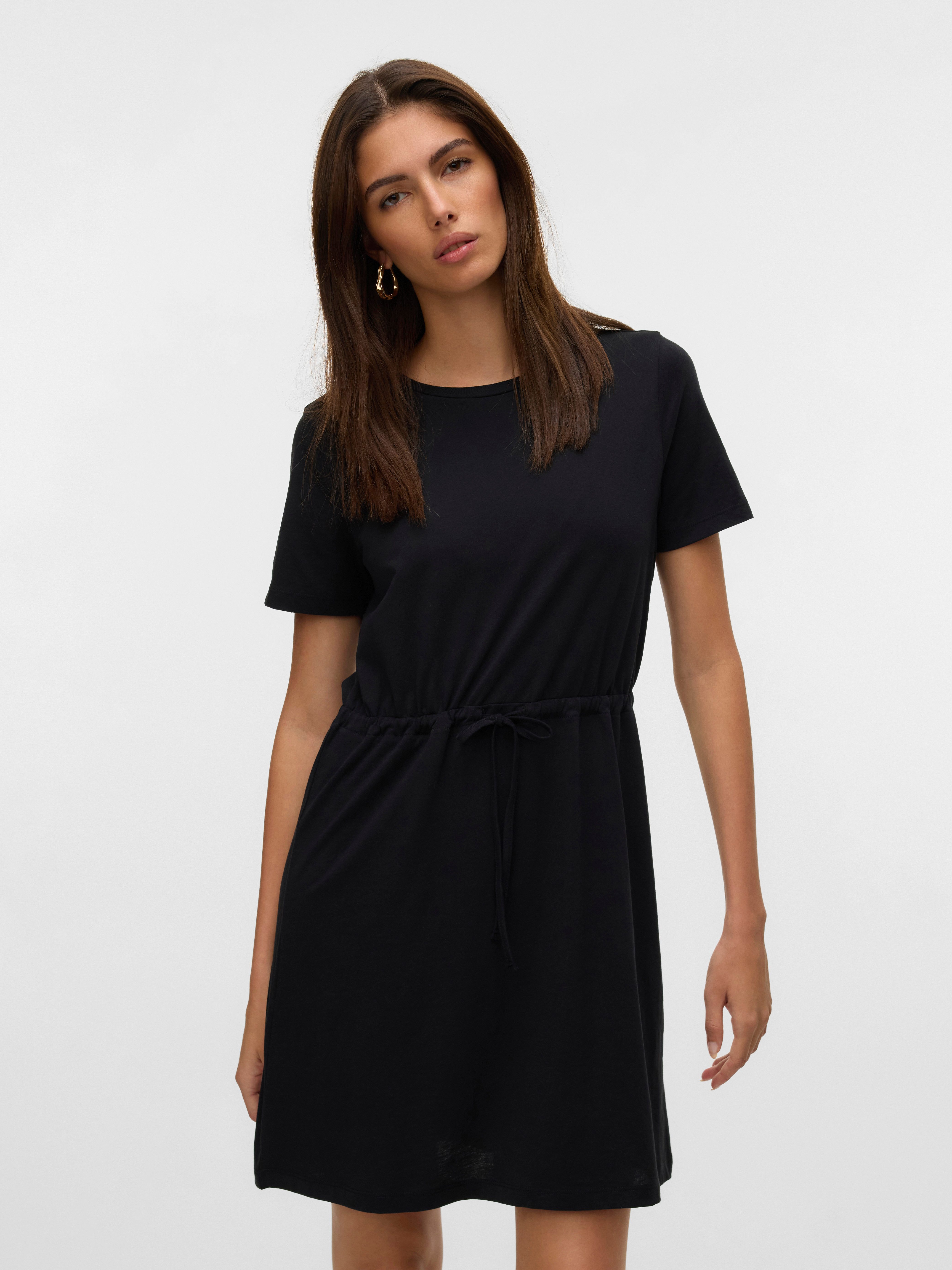 Vero Moda Shirtkleid VMLUNA SS SHORT STRING DRESS JRS NOOS Baumwollmischung günstig online kaufen