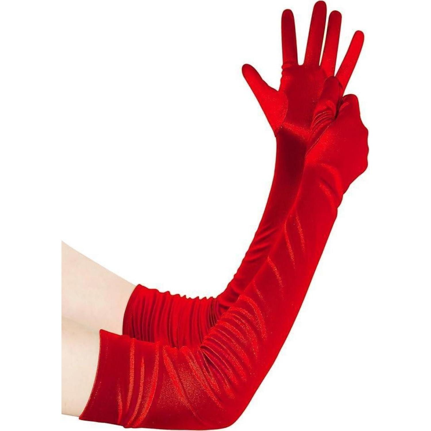 LuxusKollektion Abendhandschuhe Handschuhe Damen Satin Rot 1920er (1-St)