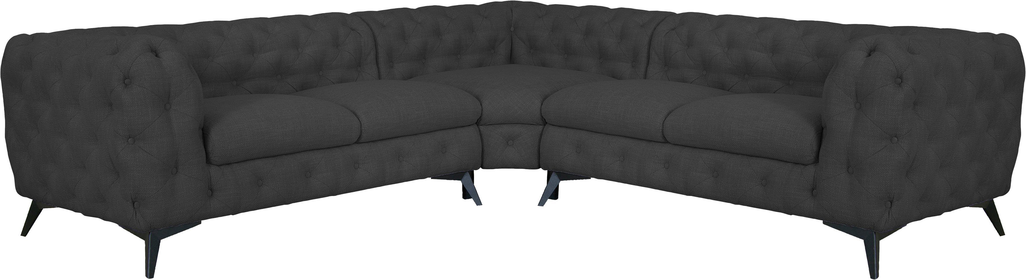 Leonique Chesterfield-Sofa "Ecksofa GLYNIS L-Form mit Wellenunterfederung, günstig online kaufen