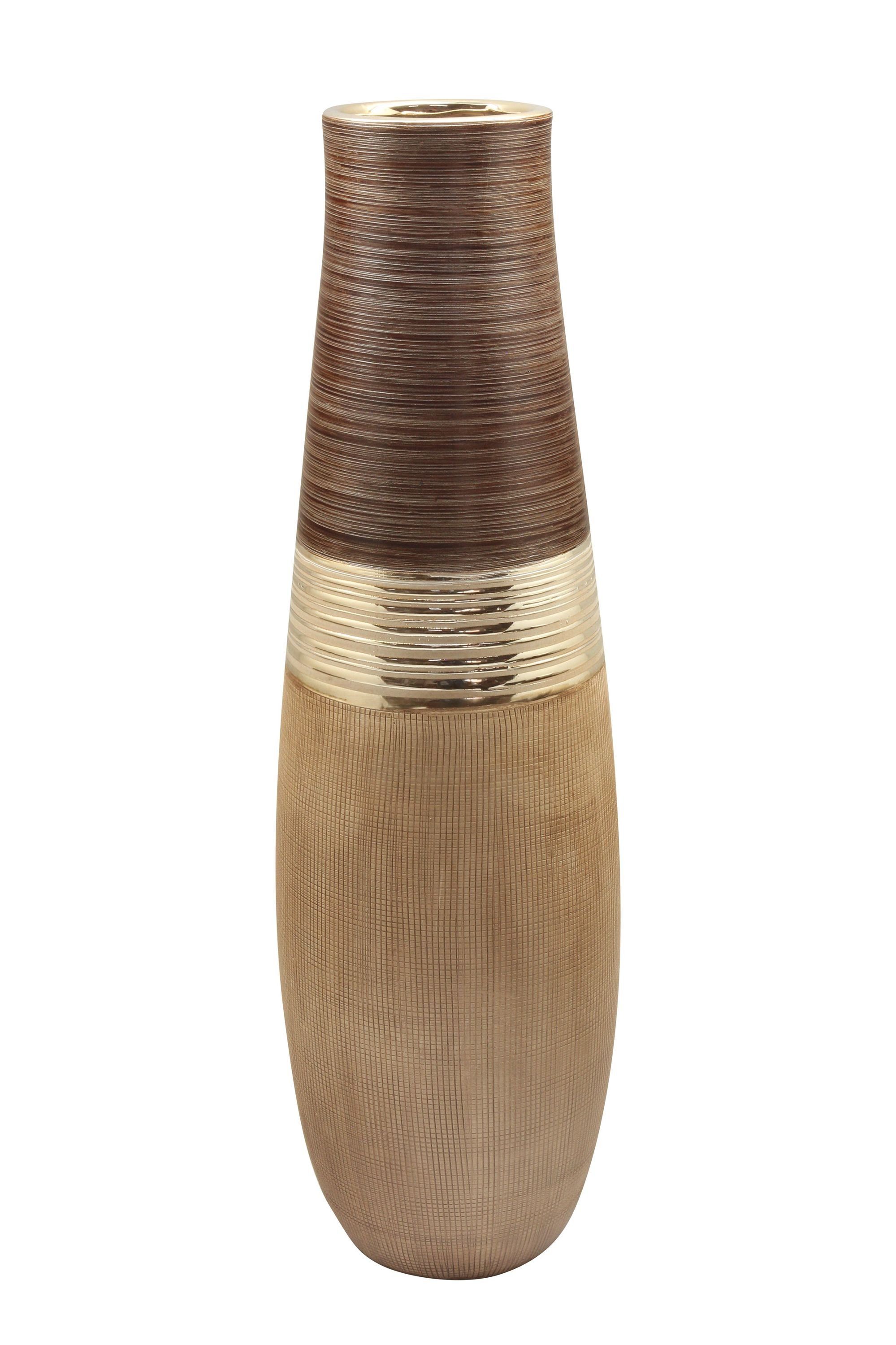 GILDE Dekovase BRADORA Vase - beige, braun - Keramik - H. 56cm x B. 15cm - günstig online kaufen