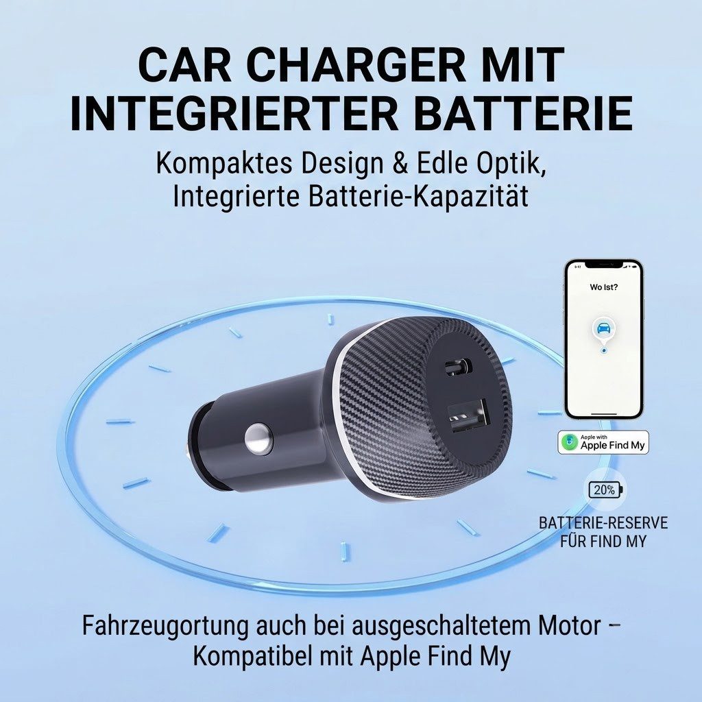 Fyrove Zigarettenanzünder-Verteiler Auto Ladegerät USB, KFZ Ladegerät (kompatibel mit Apple Find My (nur iOS), USB-C, USB 3.0 Typ A zu AV OUT/Digital, 2 USB Lad – Bild 5 von 5