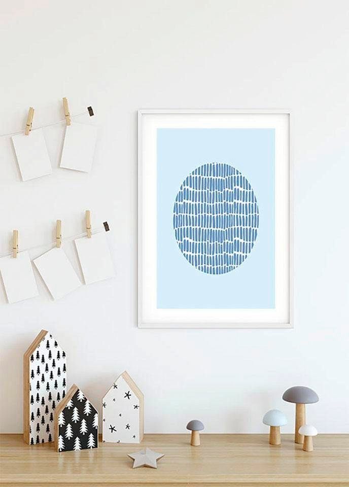 Komar Poster Shelly Patterns Blue, (1 Formen, Schlafzimmer, Wohnzimmer St), Kunst Kinderzimmer