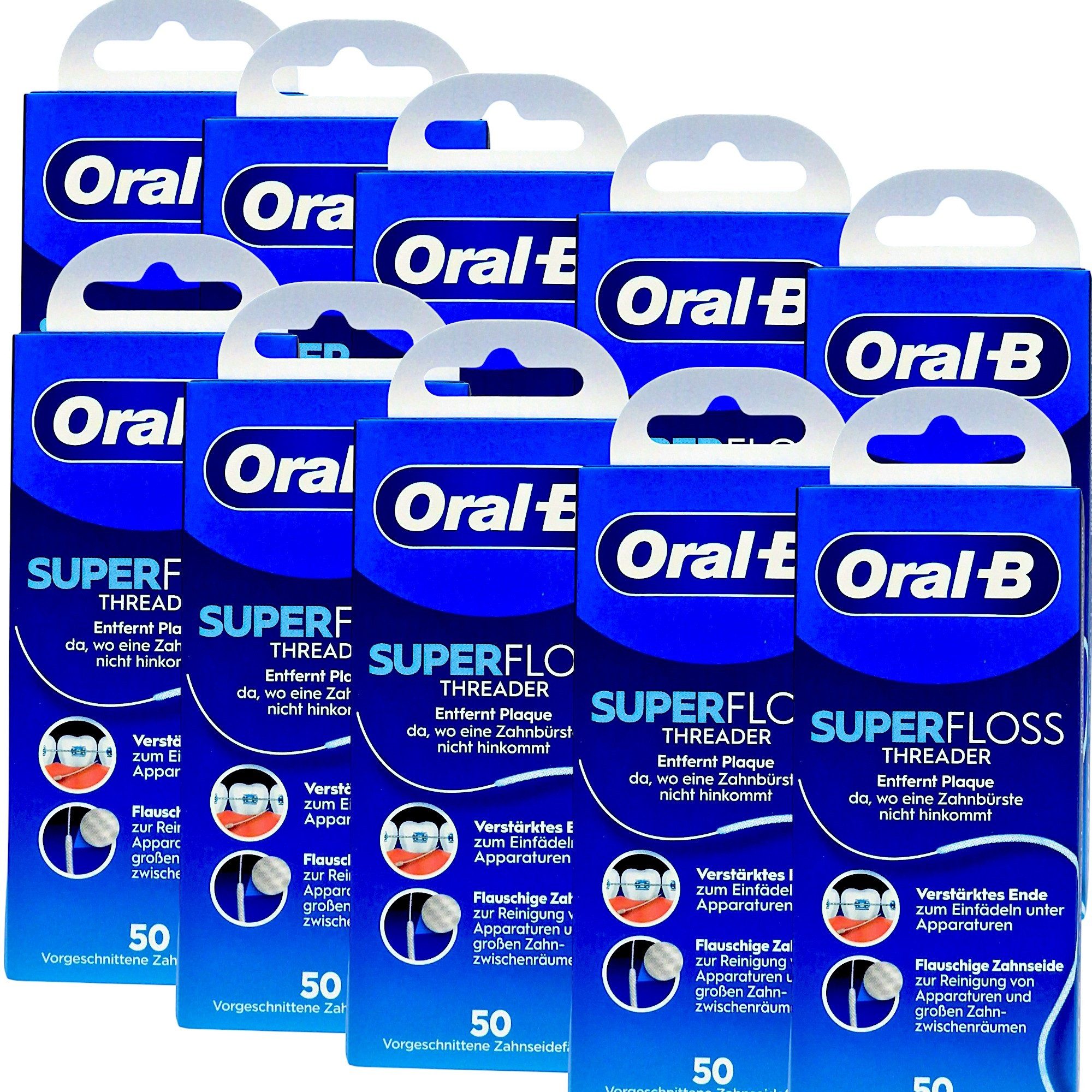 Zahnseide 10 x Oral B SuperFloss Zahnseide 10x 50 Fäden