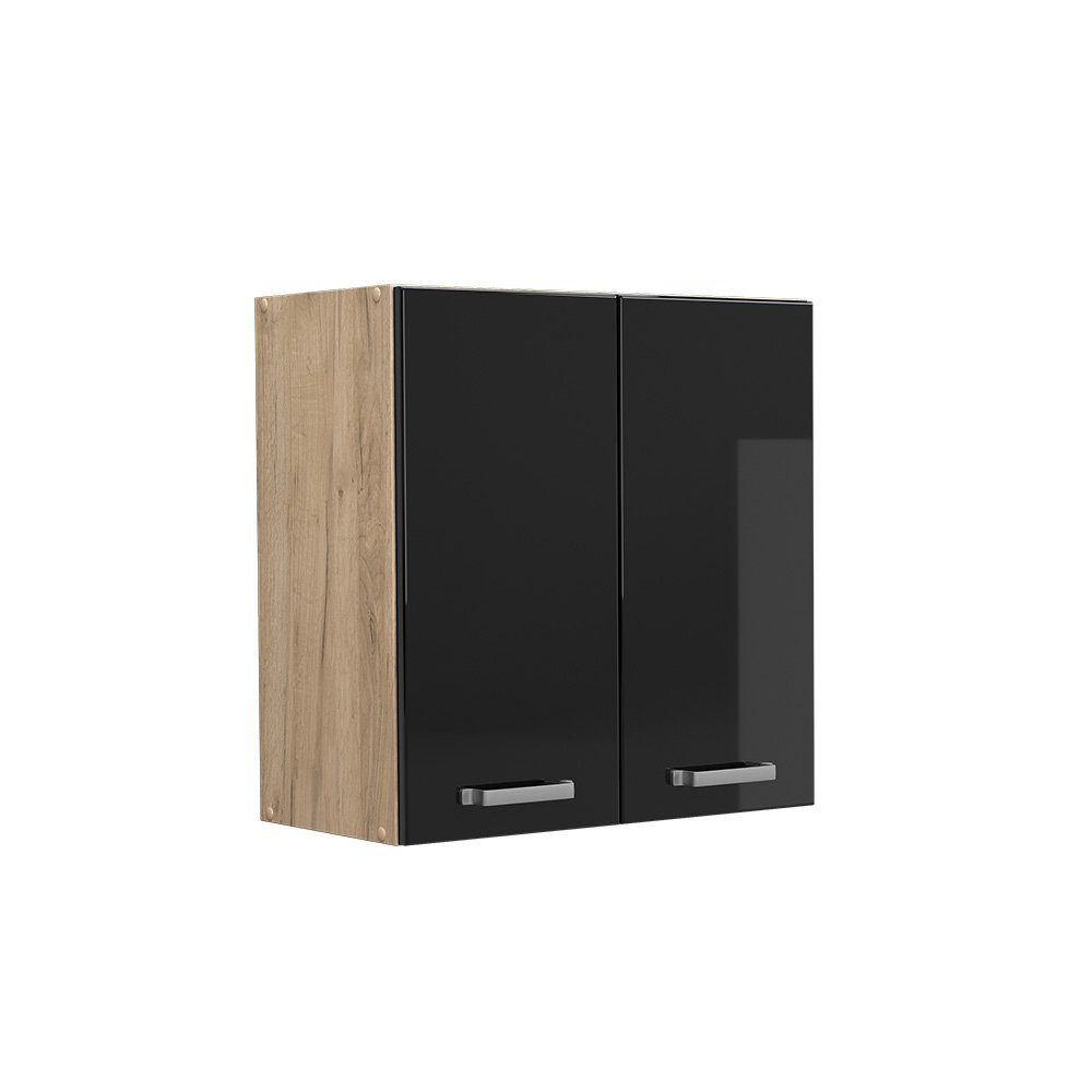 Vicco Hängeschrank R-Line, Schwarz Hochglanz/Goldkraft Eiche, günstig online kaufen