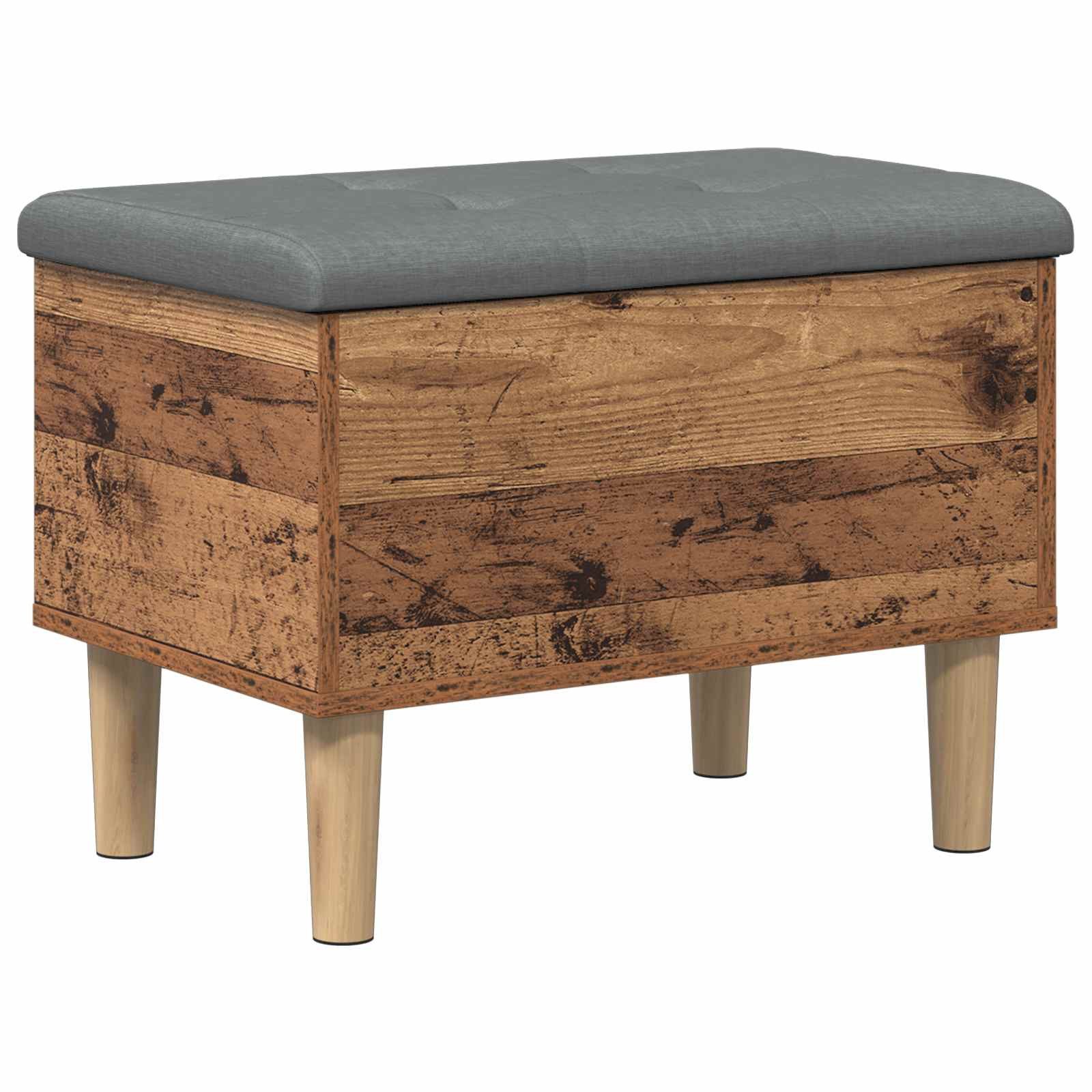 vidaXL Sitzbank Aufbewahrungsbank mit Kissen Eichenholz 62 x 42 x 46 cm (1-St)