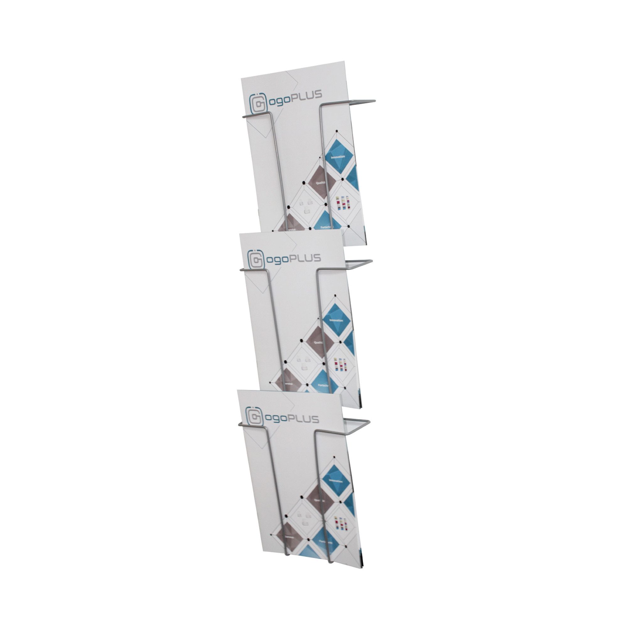 ogoPLUS Zeitungsständer 3 Fach Din A4 Wandprospekthalter Hochformat Metall günstig online kaufen
