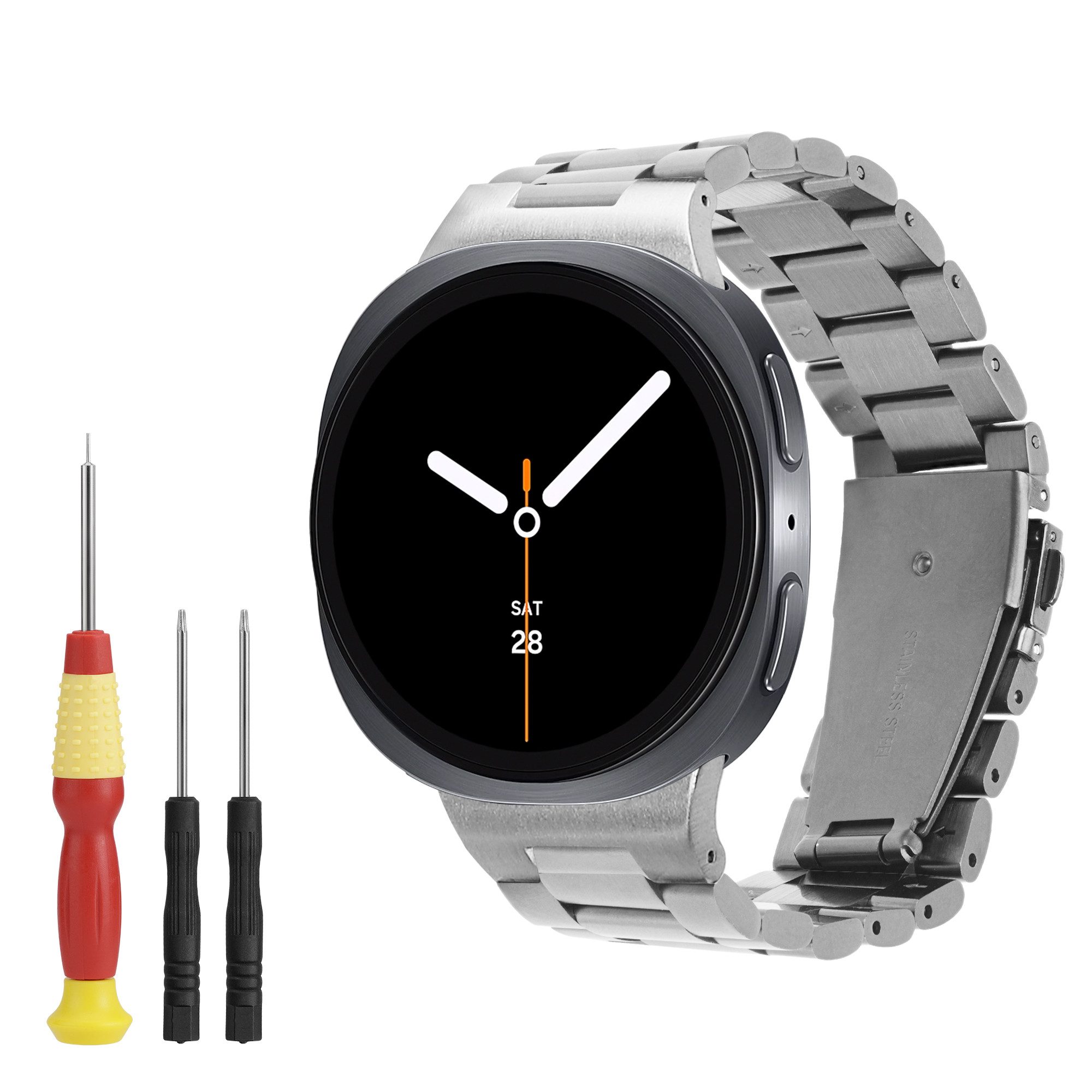 kwmobile Smartwatch-Armband Edelstahl Uhrenarmband für Samsung Galaxy Watch 8 Galaxy / Galaxy, Ersatzarmband für Smartwatch - 14 - 22 cm Innenmaße