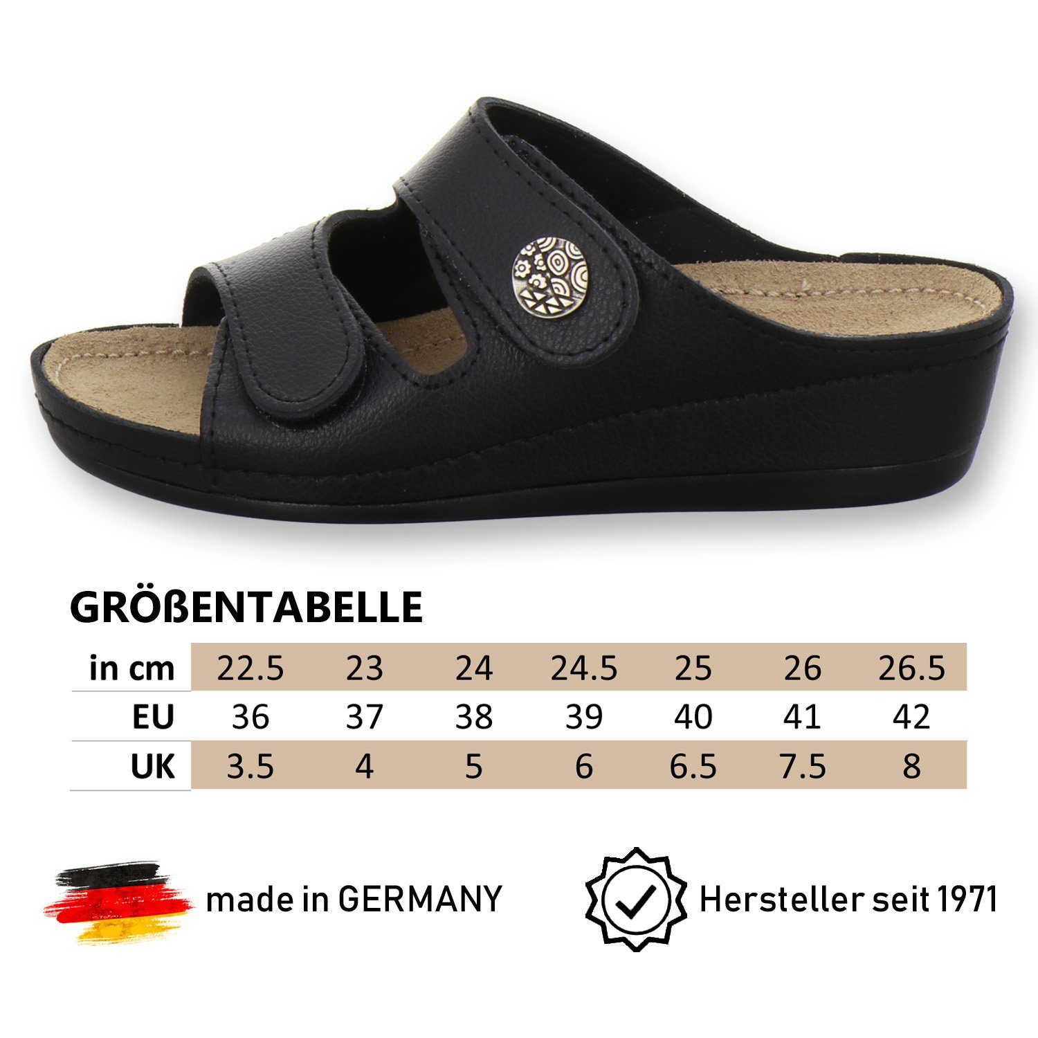 AFS-Schuhe 2095H Keilpantolette in für schwarz Made Damen aus Valgus, Hallux Leder - Germany