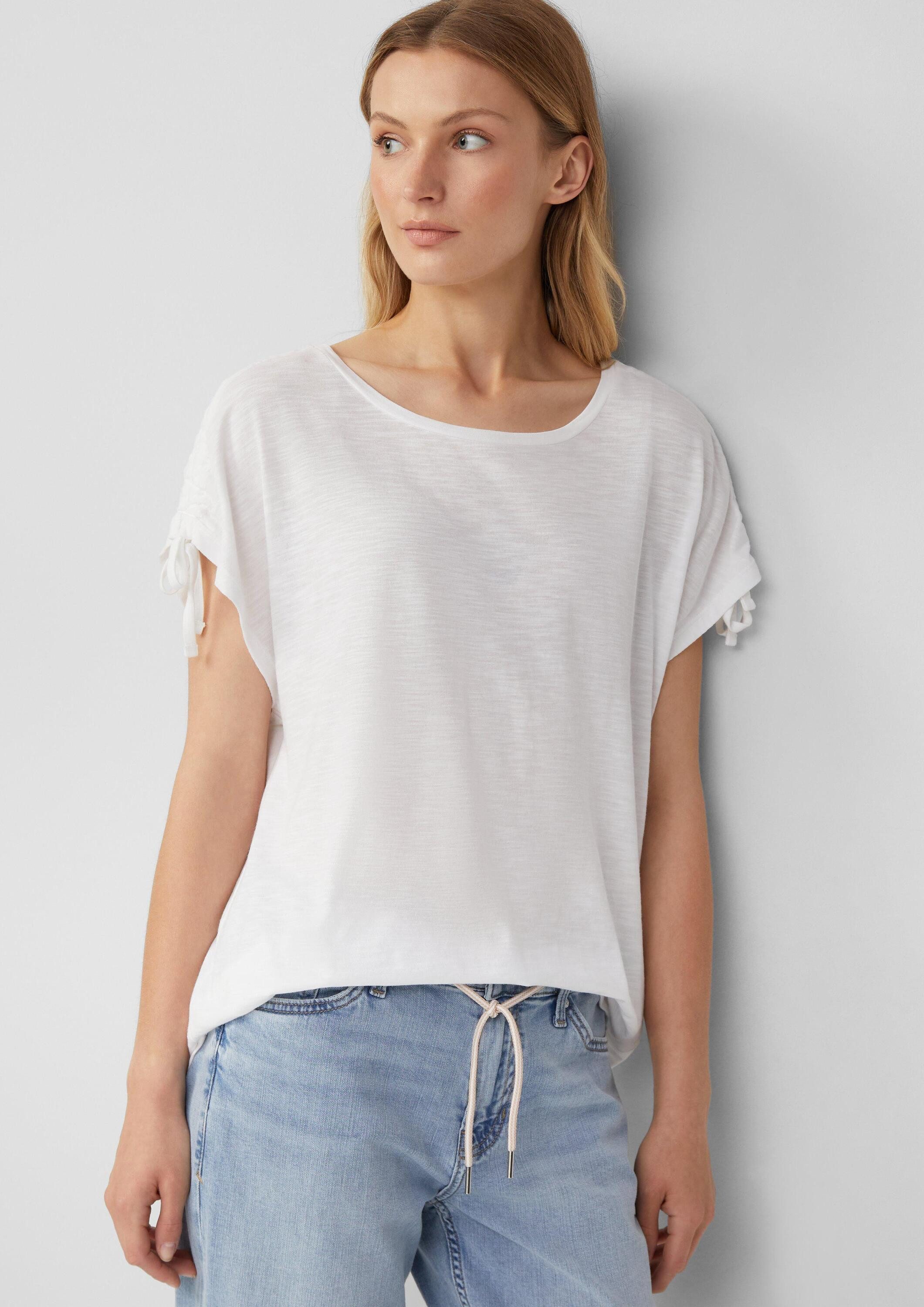 s.Oliver Kurzarmshirt T-Shirt T-Shirt mit Flammgarnstruktur und Raffung günstig online kaufen