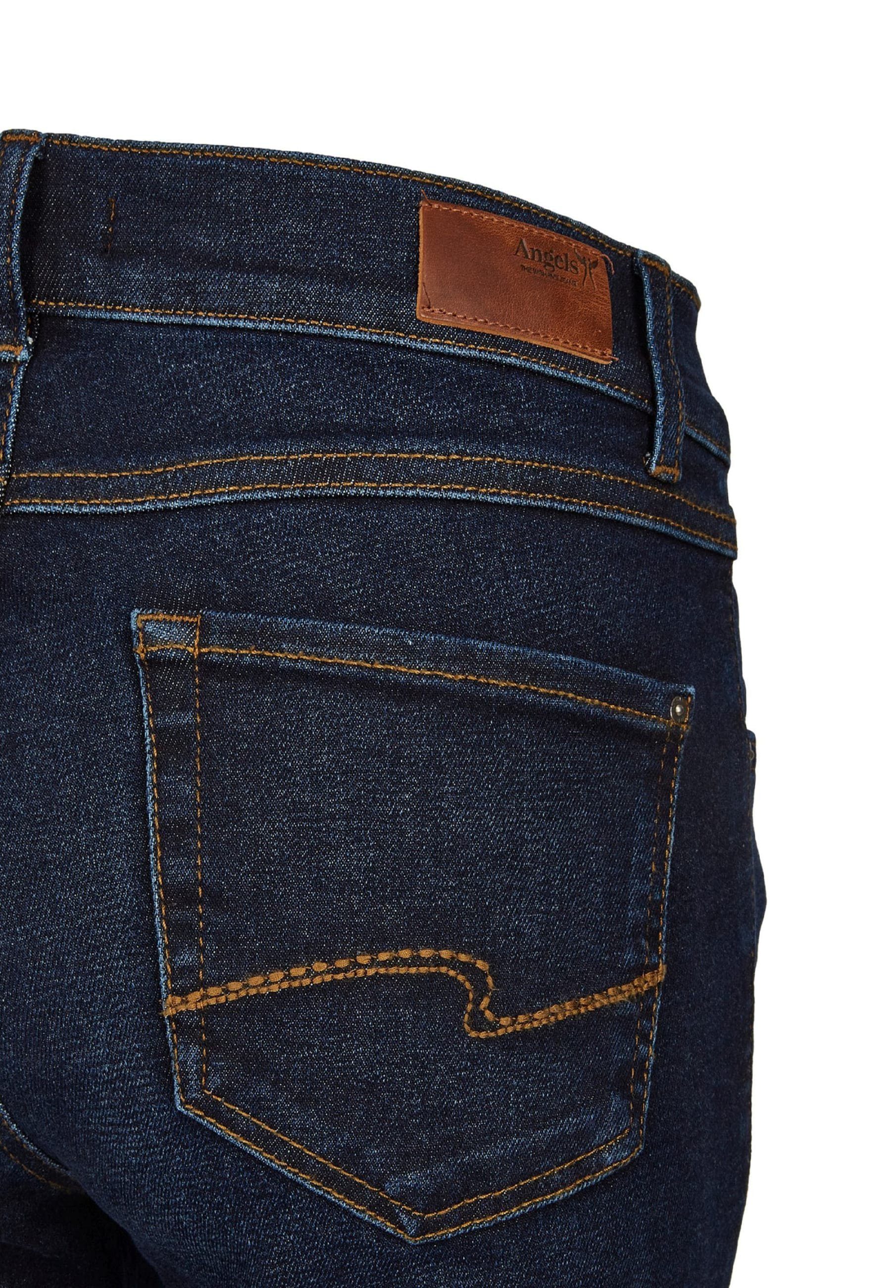 Straight-Jeans Used-Waschung Cici mit ANGELS Label-Applikationen indigo mit Jeans