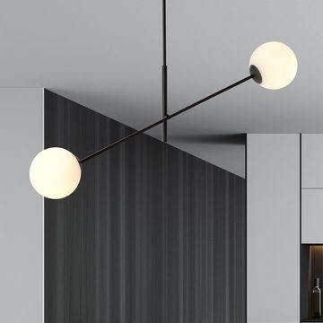 Licht-Erlebnisse Deckenleuchte MILAN, ohne Leuchtmittel, Glas Metall Schwarz Weiß E14 2-flammig Kugel Schirm Modern
