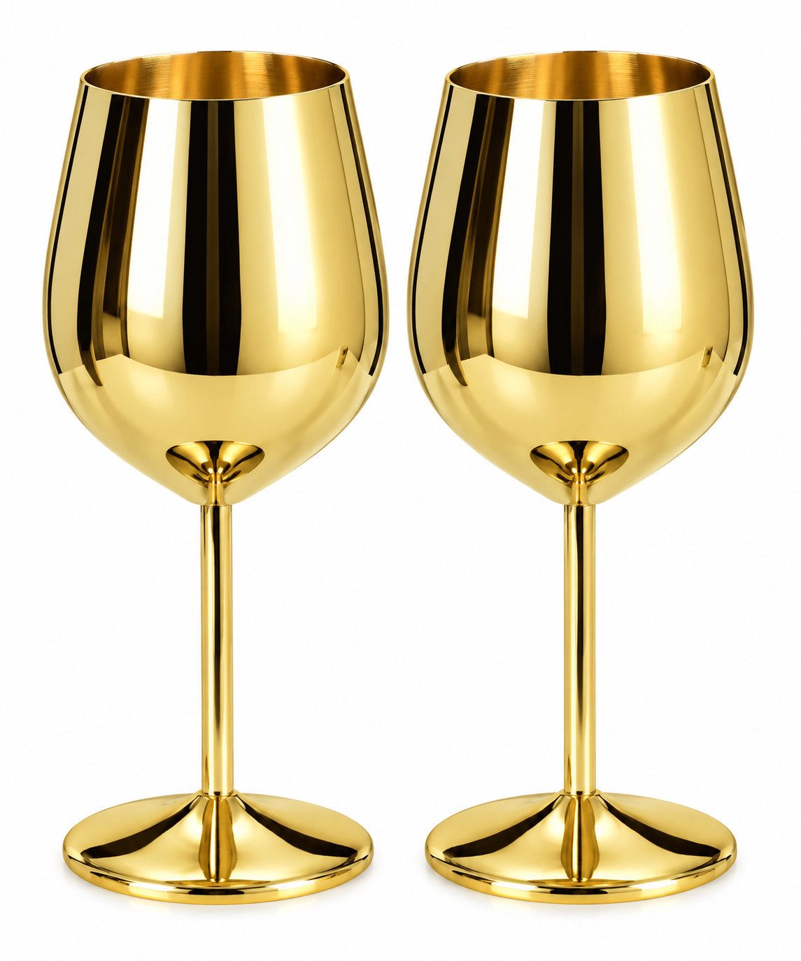 Sendez Weinglas 2 Weingläser 510ml Gold Edelstahl Weinkelch Rotweinglas unzerbrechlich, 2-tlg., Edelstahl