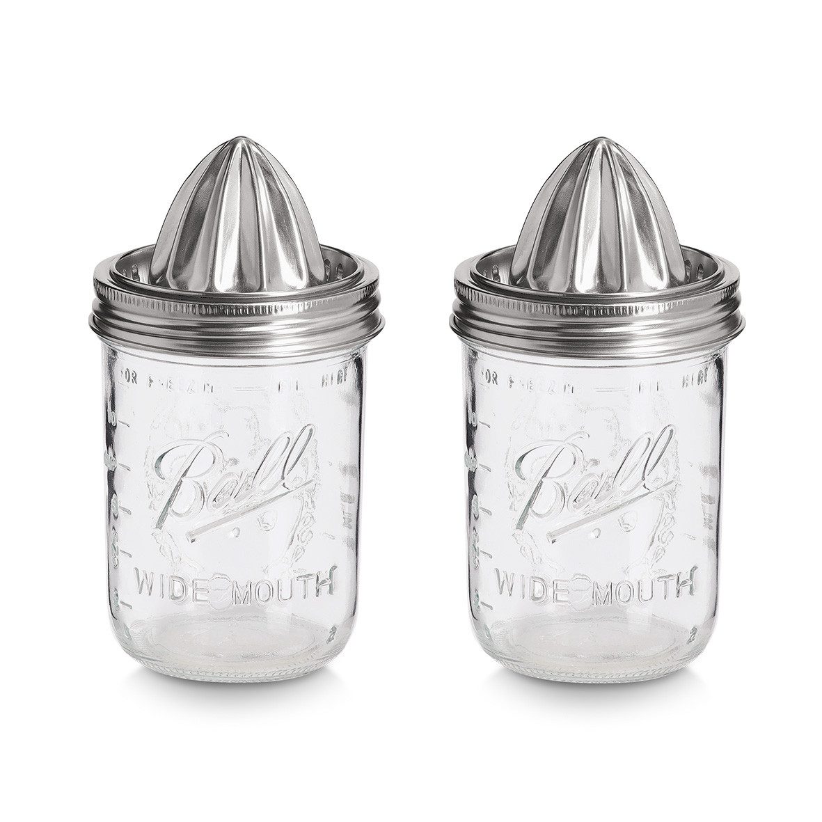 Zeller Present 2in1 Zitruspresse Saftpresse, 2er Set, 450 ml, Glas/Edelstahl, ca. Ø9x16 cm