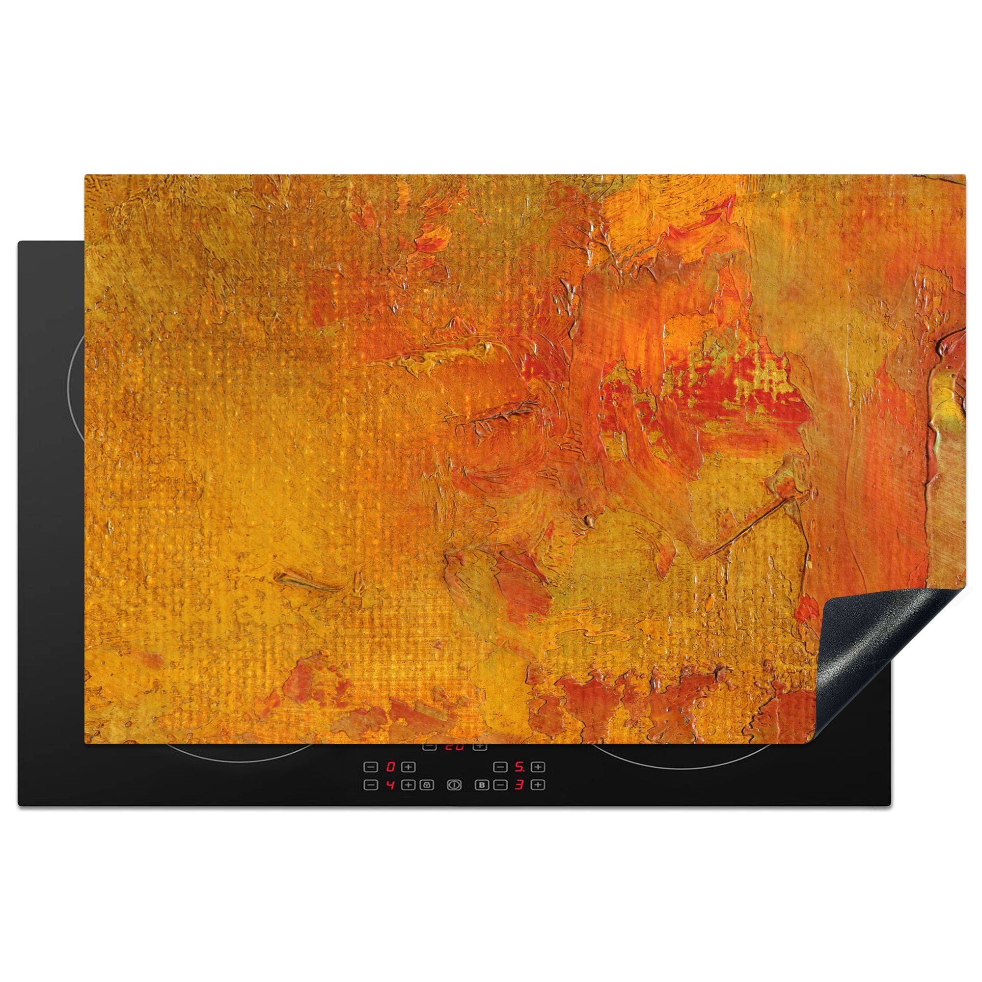MuchoWow Herdblende-/Abdeckplatte Ölgemälde Herbstfarben, Vinyl, (1 tlg), 81x52 cm, Induktionskochfeld Schutz für die küche, Ceranfeldabdeckung