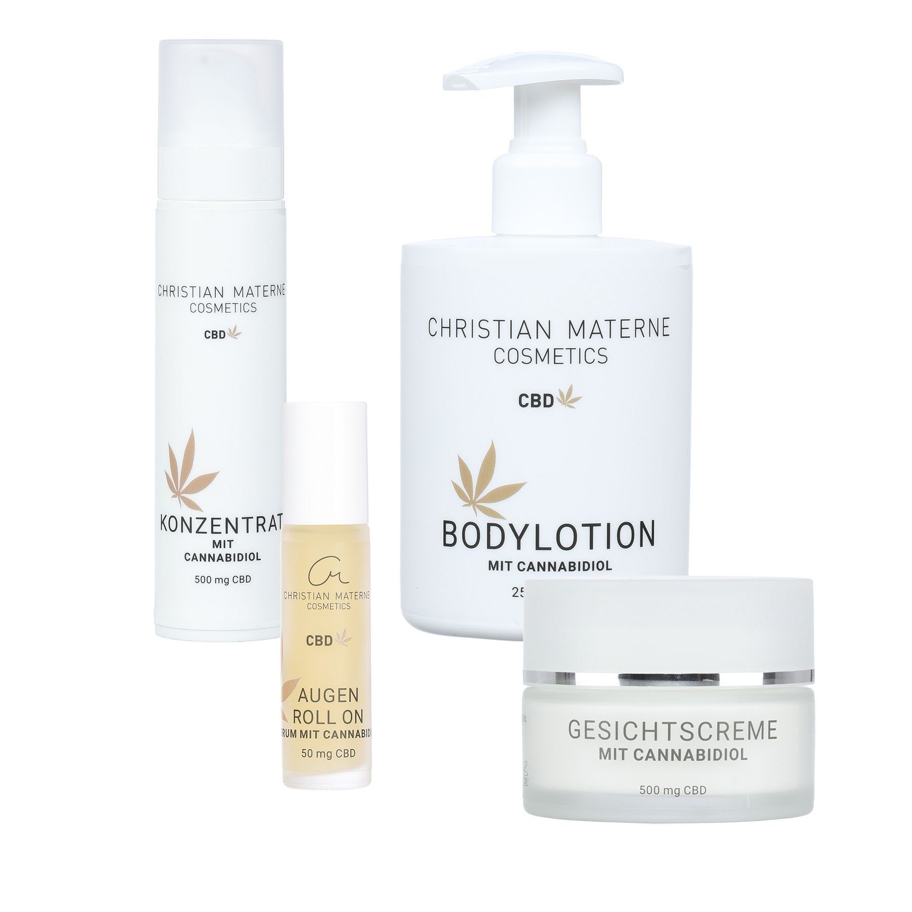 Gesichtspflege-Set Straffung Materne Christian & RollOn, für mit und CBD Bodylotion" Feuchtigkeit "Konzentrat, Bestseller-Set, 4-tlg., Gesichtscreme