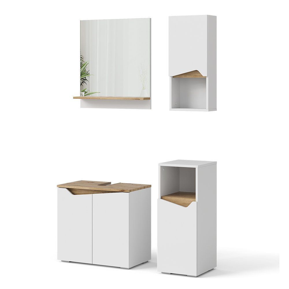 Vicco Badmöbel-Set Marelle, Weiß/Artisan-Eiche, 4 Teile, günstig online kaufen