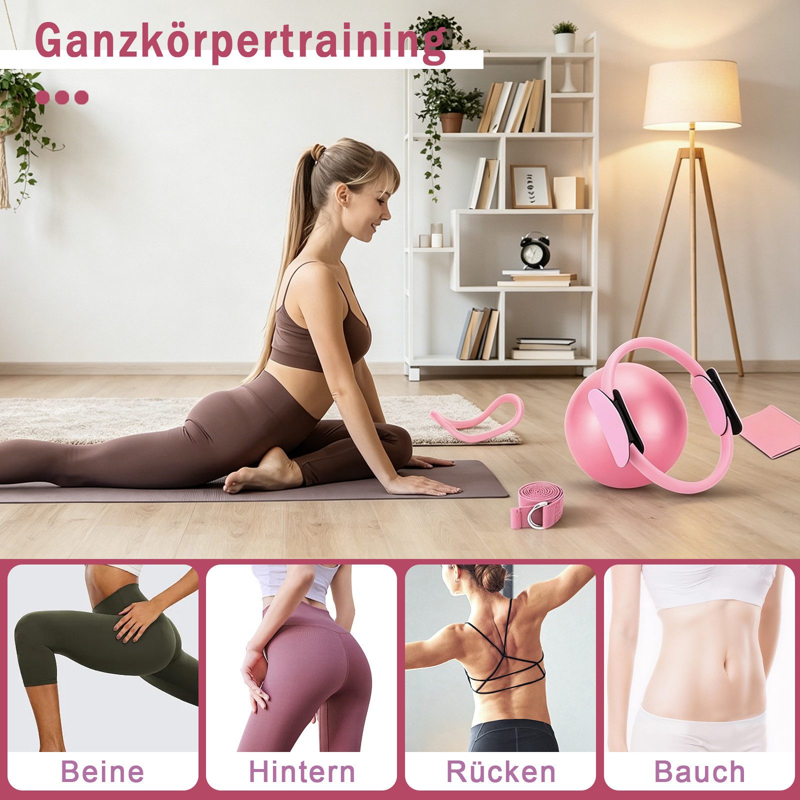 AKKEE Pilates-Ring Pilates Set für Zuhause mit Widerstandsgürtel