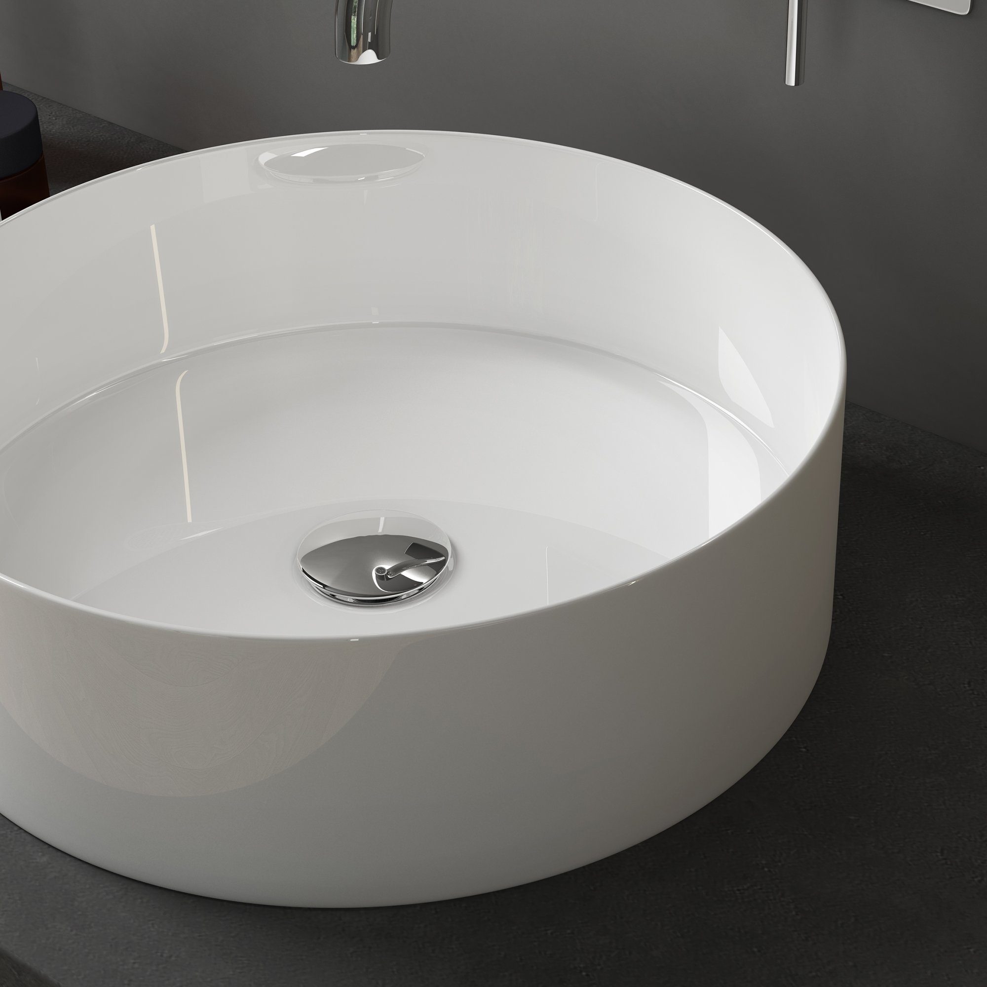 doporro Waschbecken Aufsatzwaschbecken Rund Gäste-WC Handwaschbecken Keramik Brüssel203