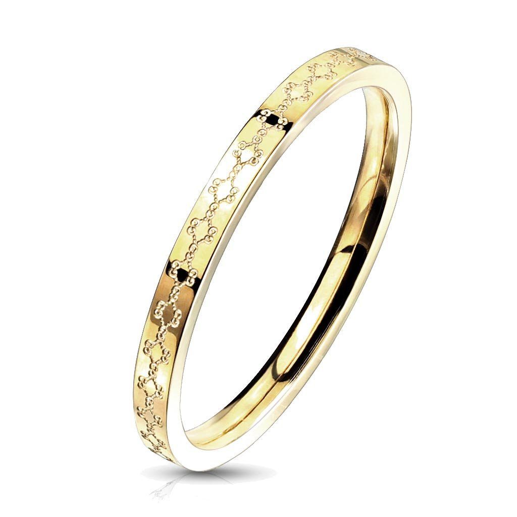 viva-adorno Fingerring Damenring Edelstahl Gold 2mm schmal Florale Ornament günstig online kaufen