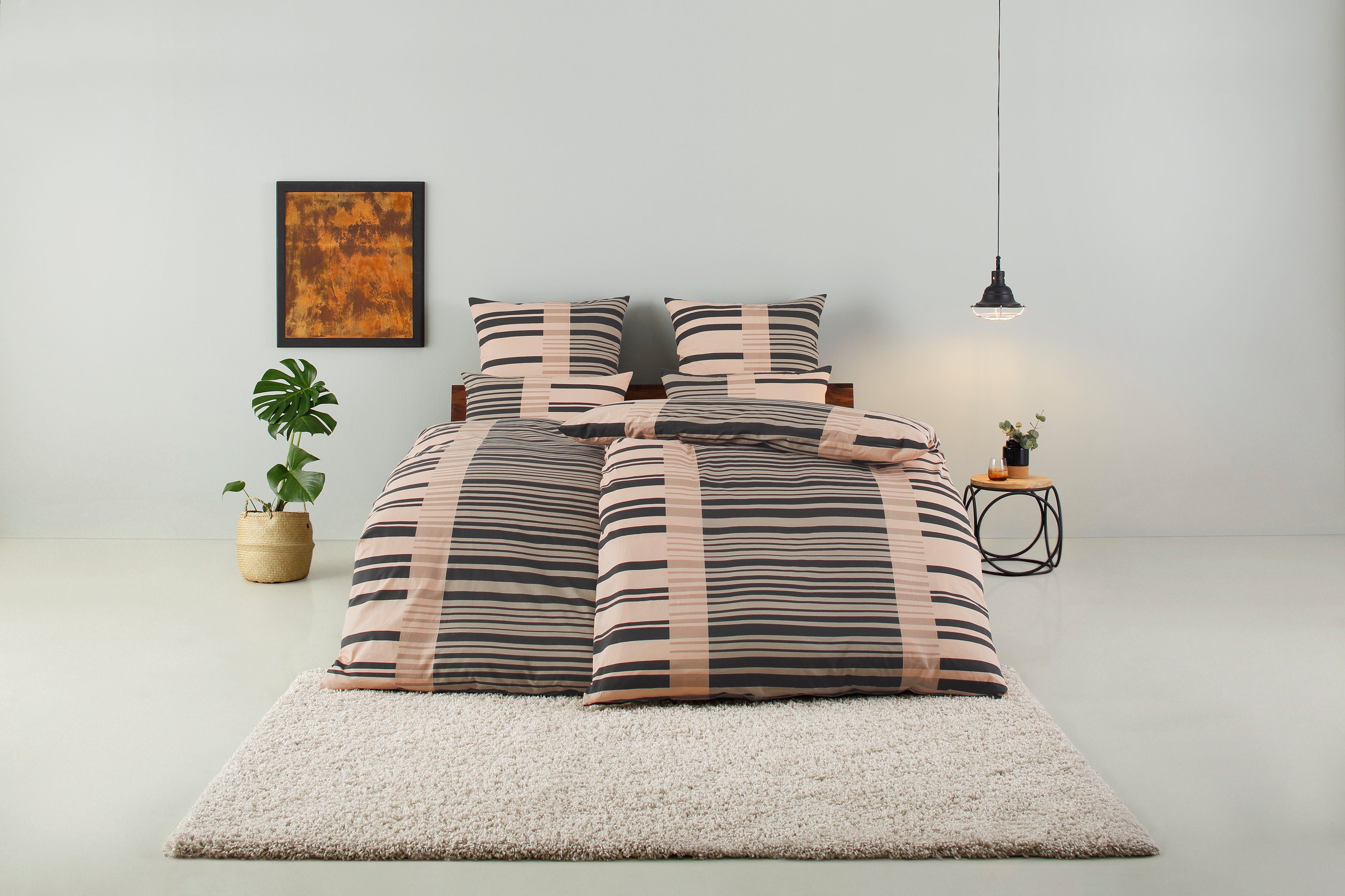 Bettwäsche Cameo in Gr. 135x200 oder 155x220 cm, Bruno Banani, Renforcé, 2 teilig, Bettwäsche aus Baumwolle, Bettwäsche im Streifen-Design