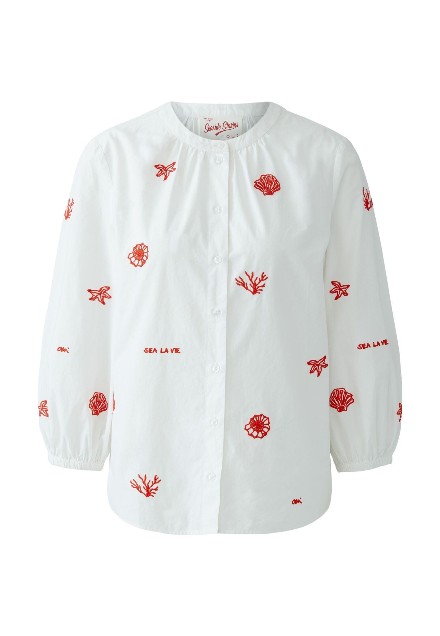 Oui Langarmbluse Bluse reine Baumwolle günstig online kaufen