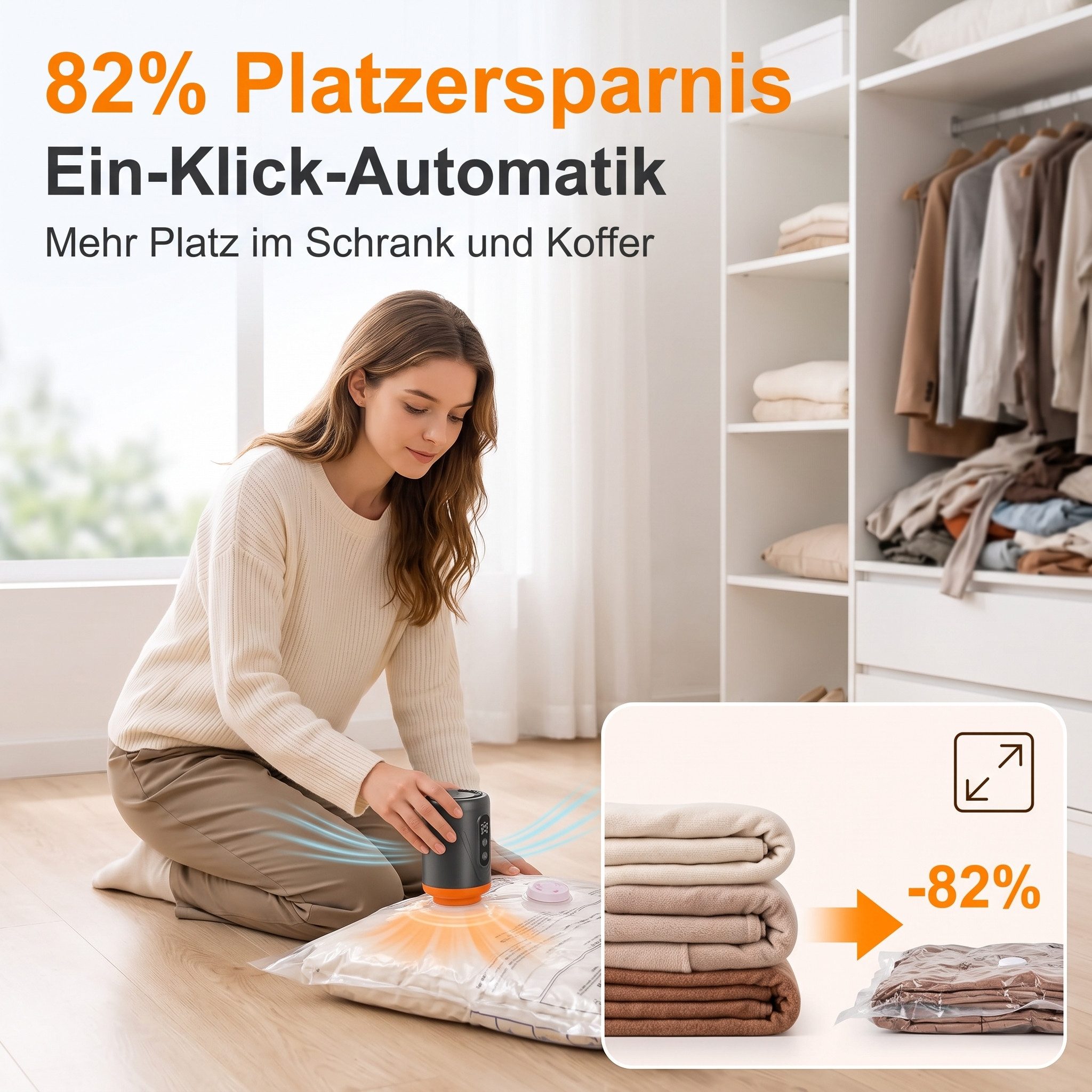 AIMAX Aufbewahrungstasche Vakuumbeutel mit Pumpe 16er Set für Kleidung und Reisen – Bild 4 von 5