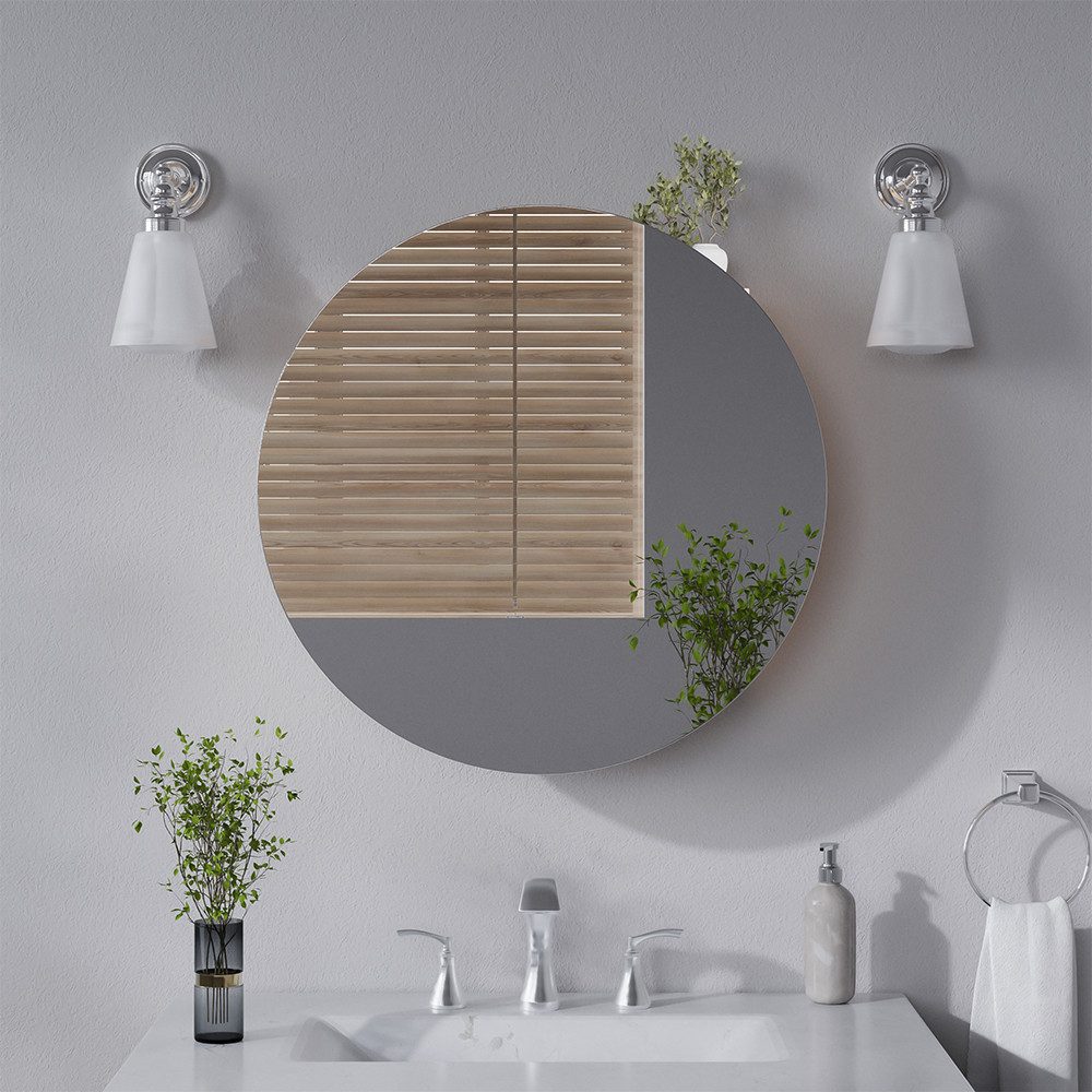Vicco Badezimmerspiegelschrank Loki, Weiß, 60 x 60 cm mit 2 Fächern (1-St)