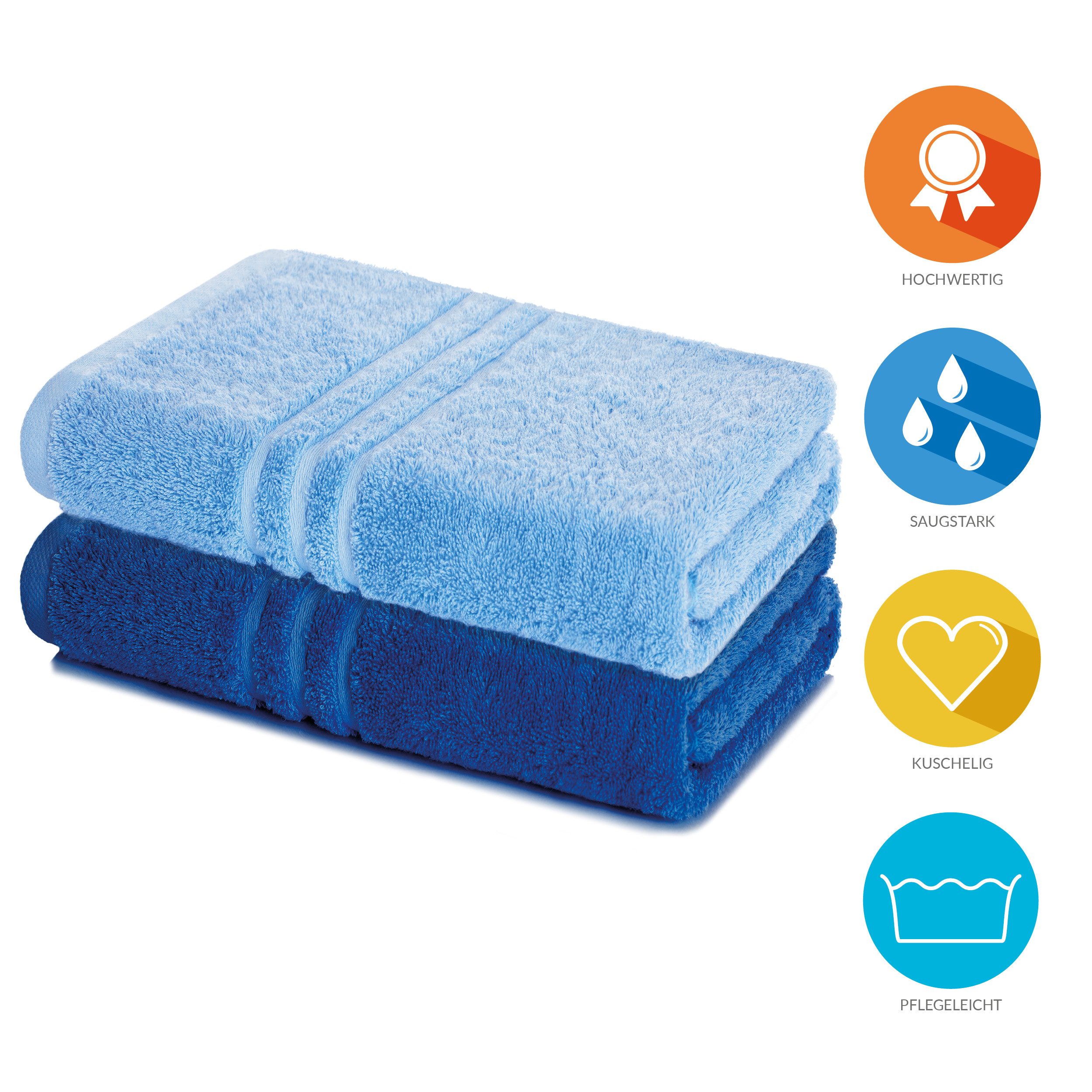 Lavea Badetuch Elena 2er Set Badetücher 100x150 cm, Duschtuch, 500 g/m² Frottier, weich & saugstark, pflegeleicht