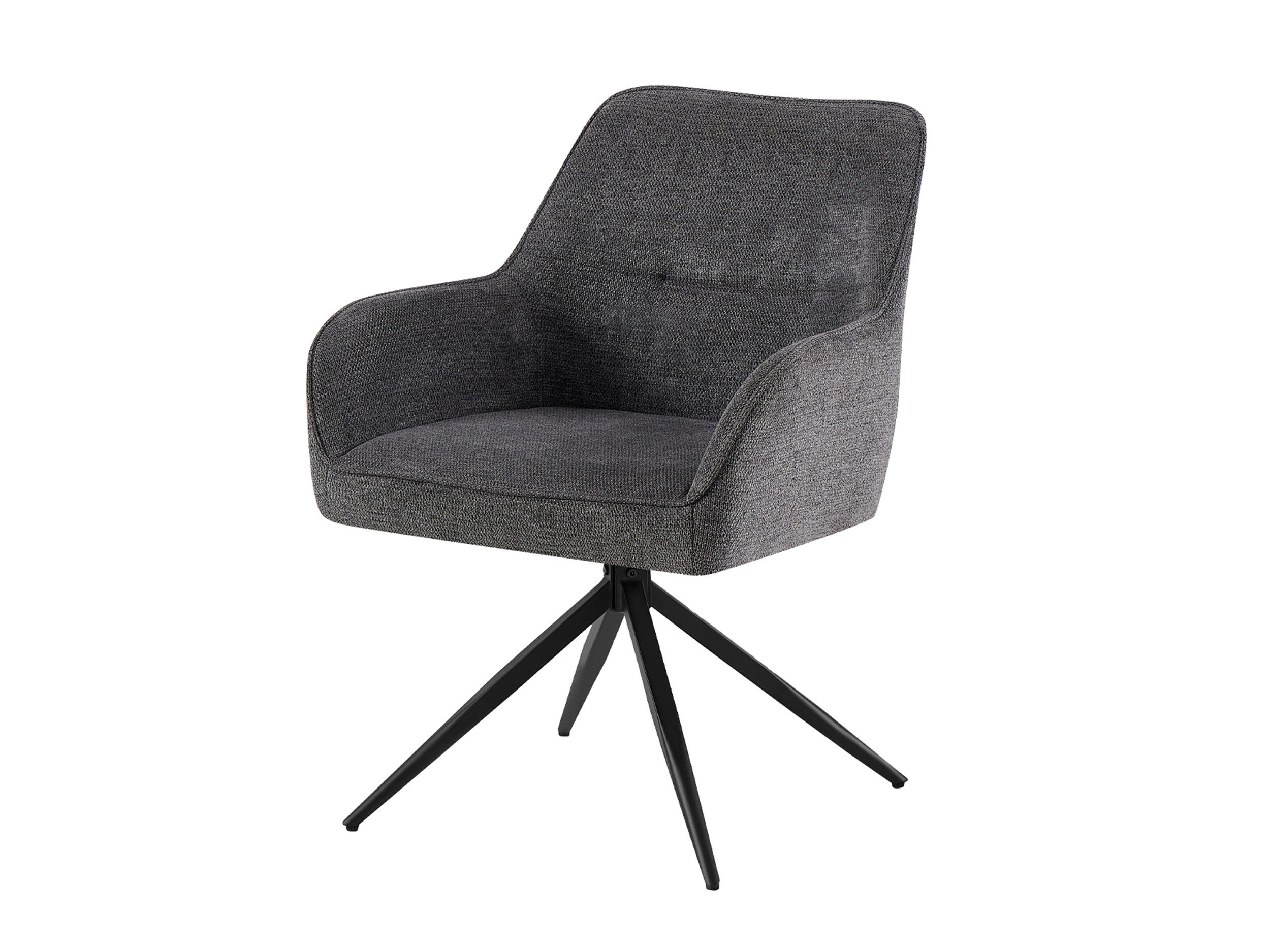 Massivart® Polsterstuhl drehbar 360 Grad, Esszimmerstuhl, Taschenfederkern Polsterung, »JETTE«, Webstoff anthrazit · Metallgestell schwarz pulverbeschichtet – Bild 2 von 5