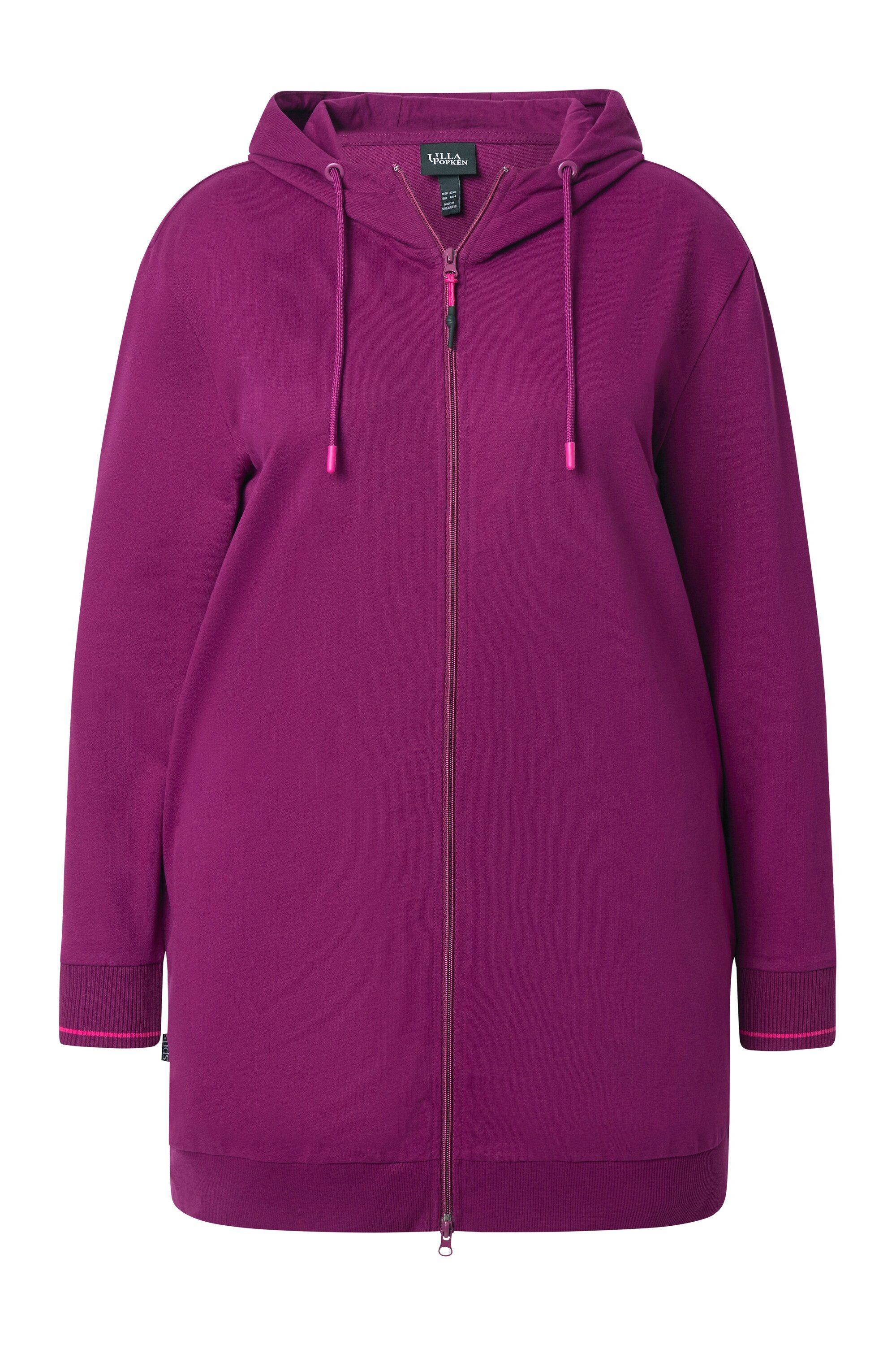 Ulla Popken Sweatjacke Sweatjacke Zierpaspel Oversized Kapuze