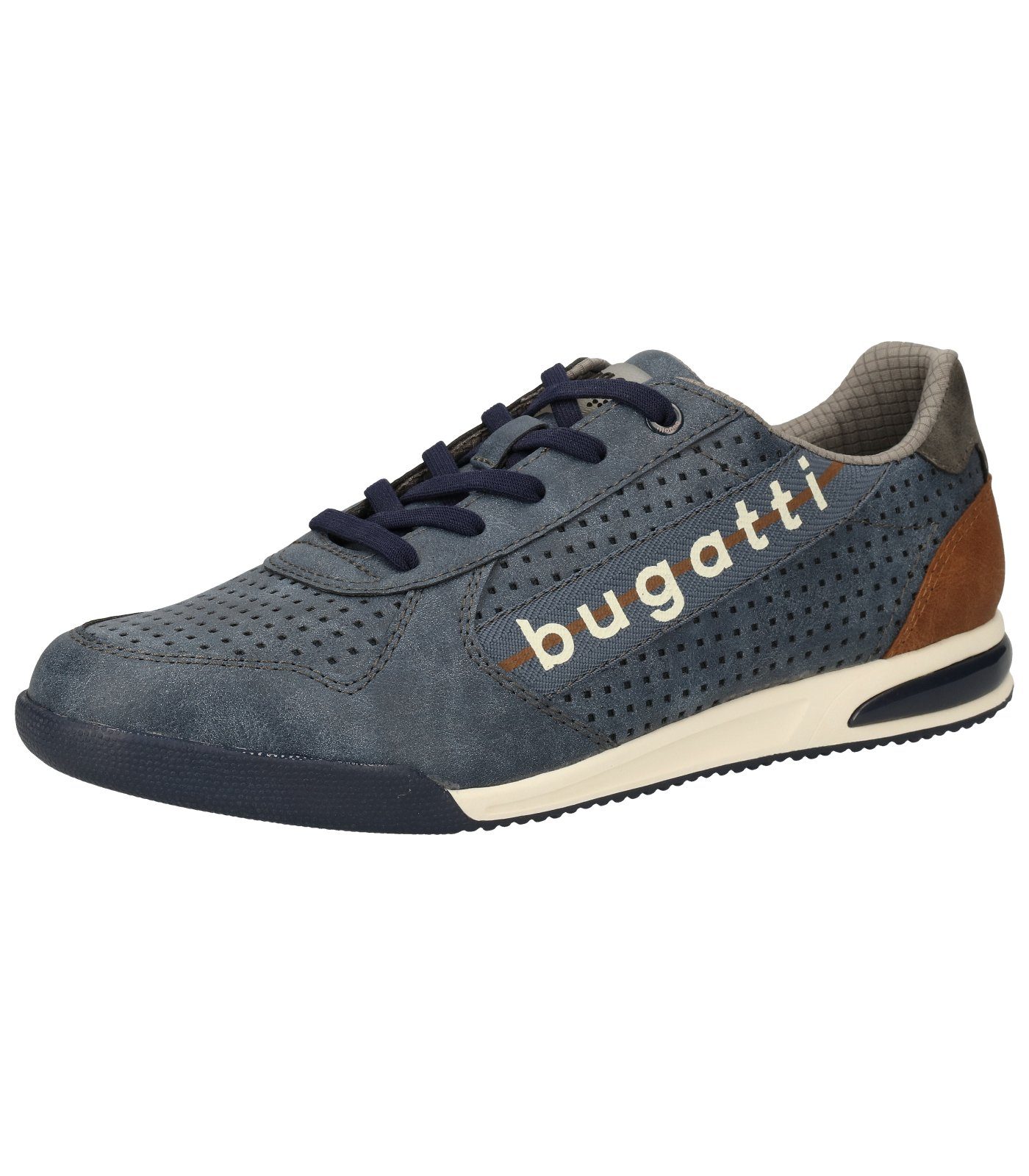 bugatti Halbschuhe Lederimitat Sneaker Blau | Schnürschuhe