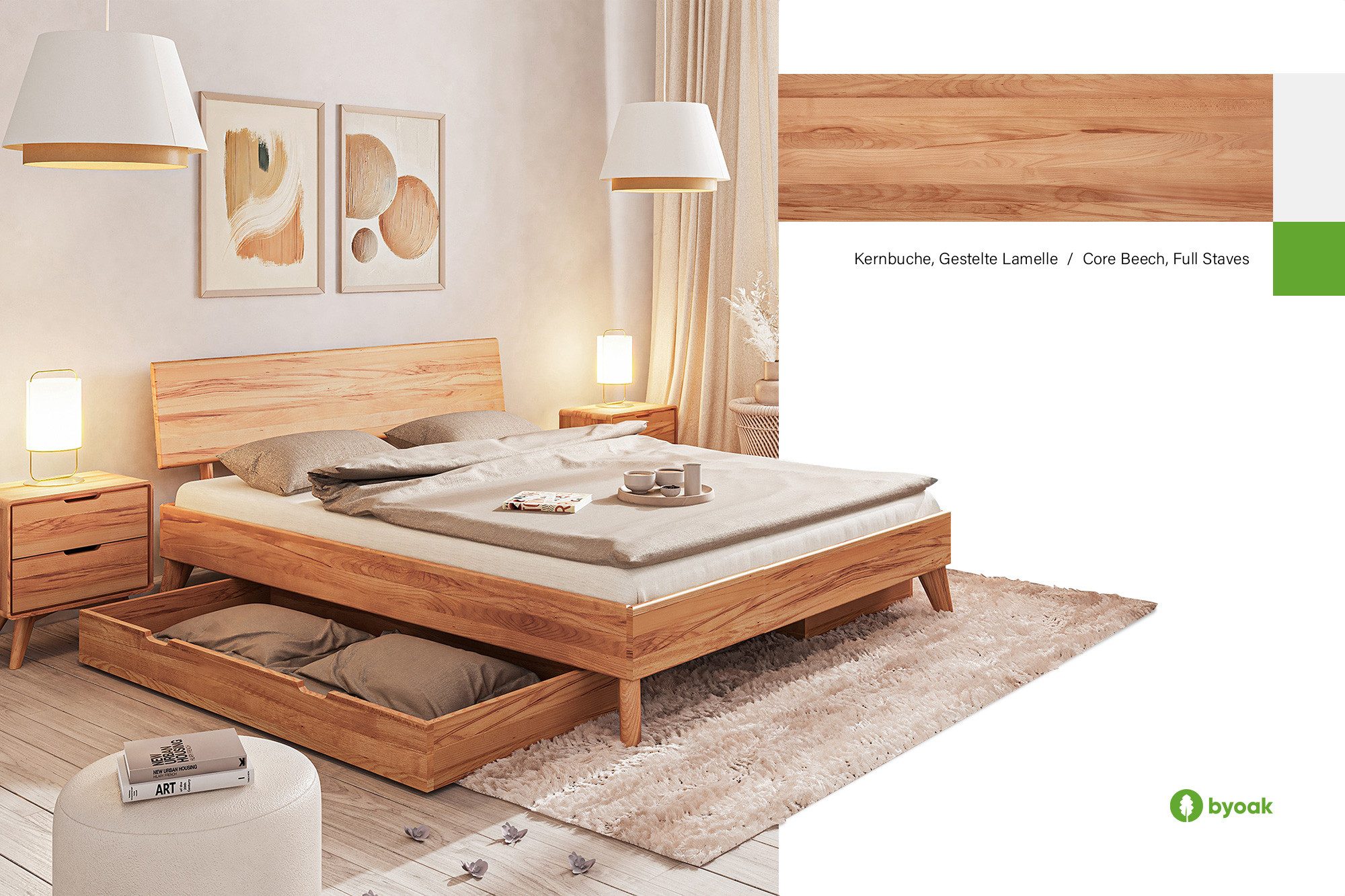 byoak Bettschubkasten GREG aus Massivholz, Naturgeölt günstig online kaufen
