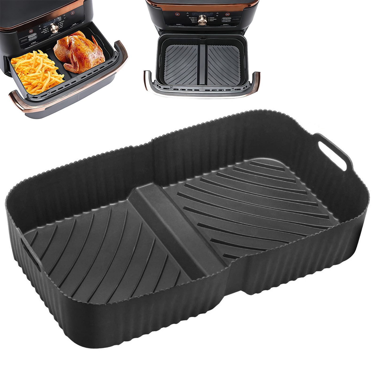BlingBin Silikonform Heißluftfritteuse Zubehör für Ninja AF500 / Cosori 10,4 L, Backform, (1er Set 1-tlg), für Ninja Foodi FlexDrawer Heißluftfritteuse,Air Fryer für Fritteuse