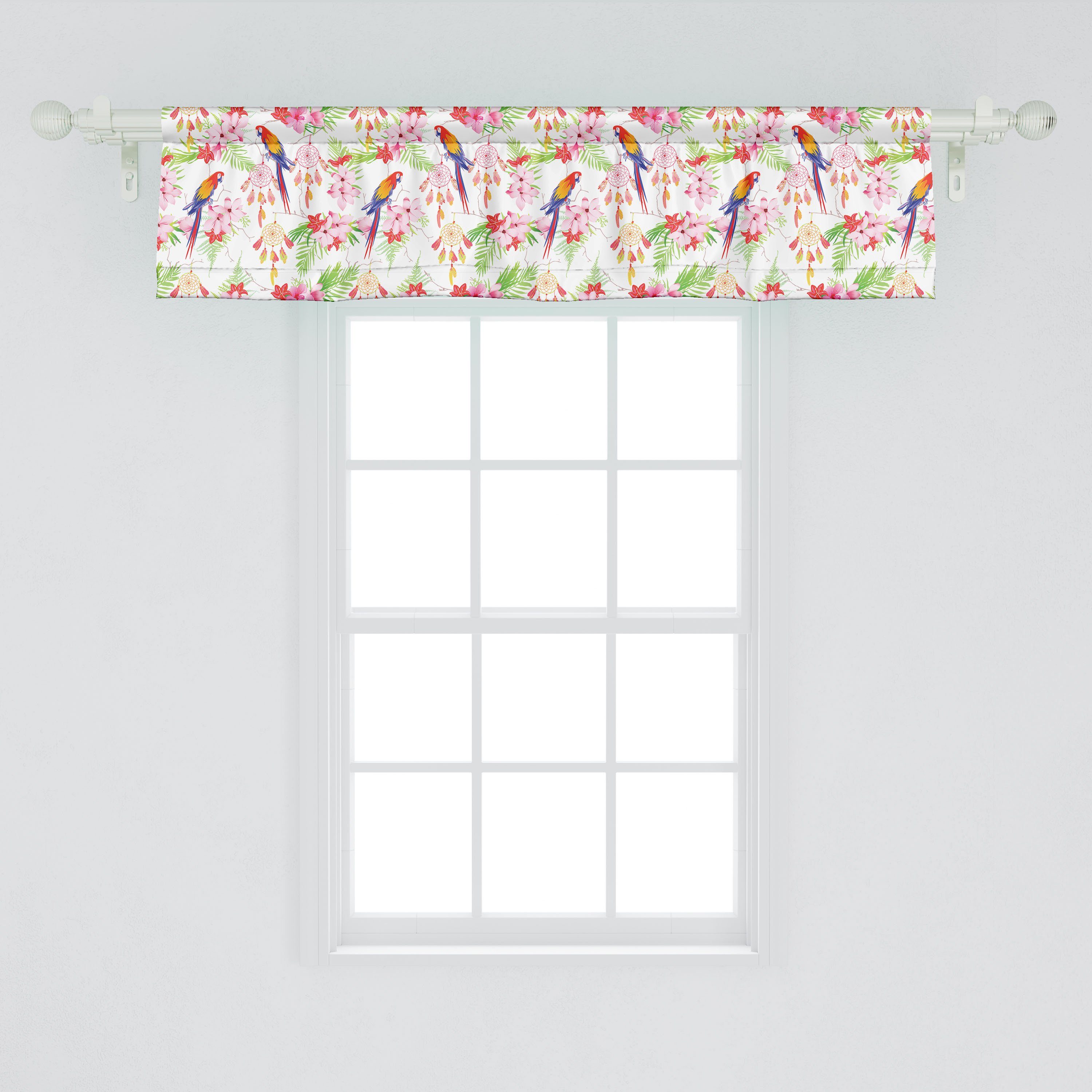 Scheibengardine Vorhang Volant für Küche Papagei mit Schlafzimmer Stangentasche, Abakuhaus, Urwalds Dekor Microfaser