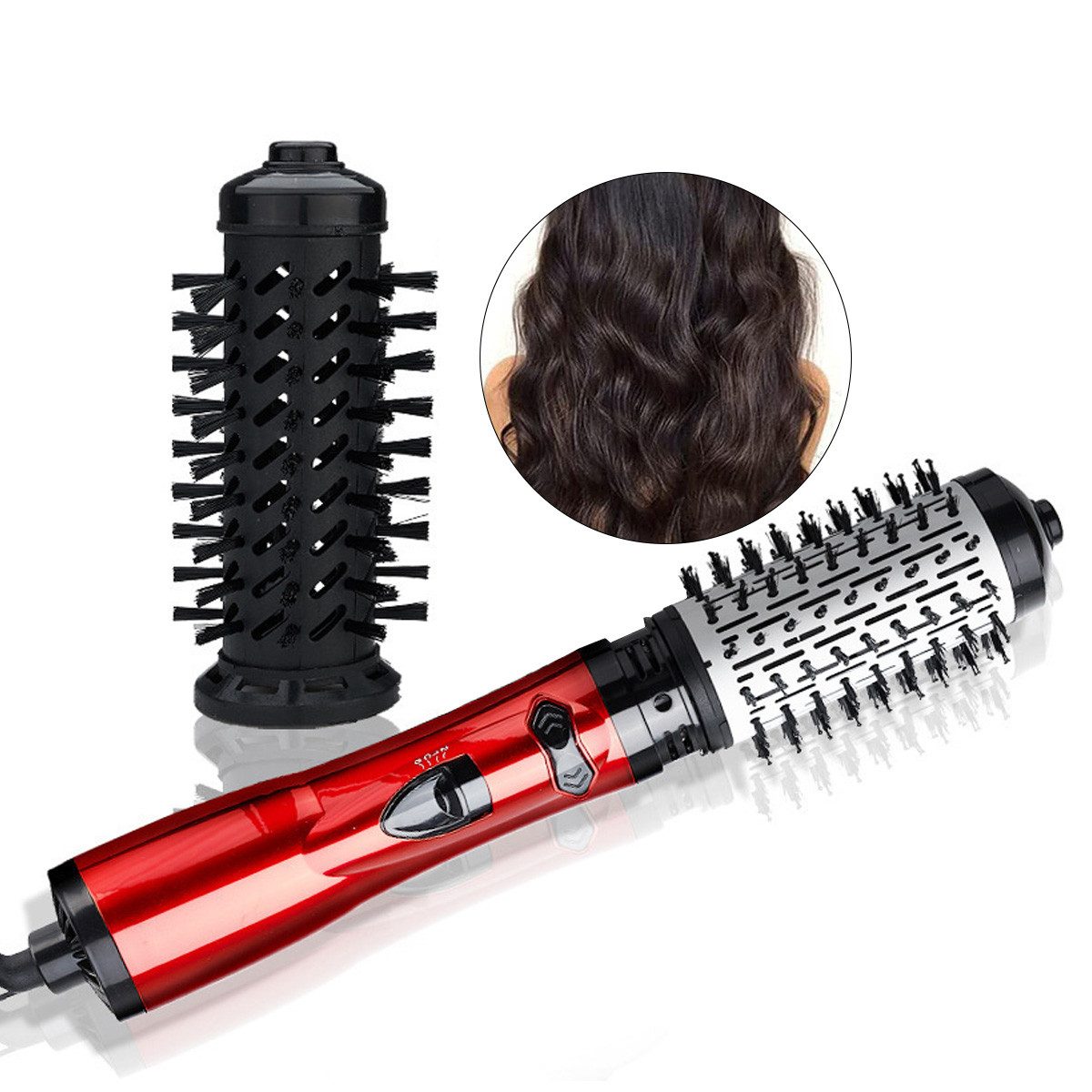 Novzep Lockenstab Lockenstäbe, 3-in-1 Heißluftstyler & rotierender Haartrockner, 360°Rotierende Multitudet-Haartrocknerbürste für trockenes Haar,Locken