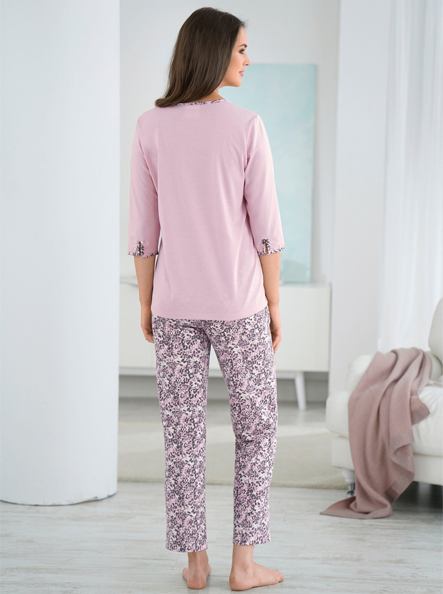 Schlafanzug WEIDEN WITT rosé-grau-bedruckt