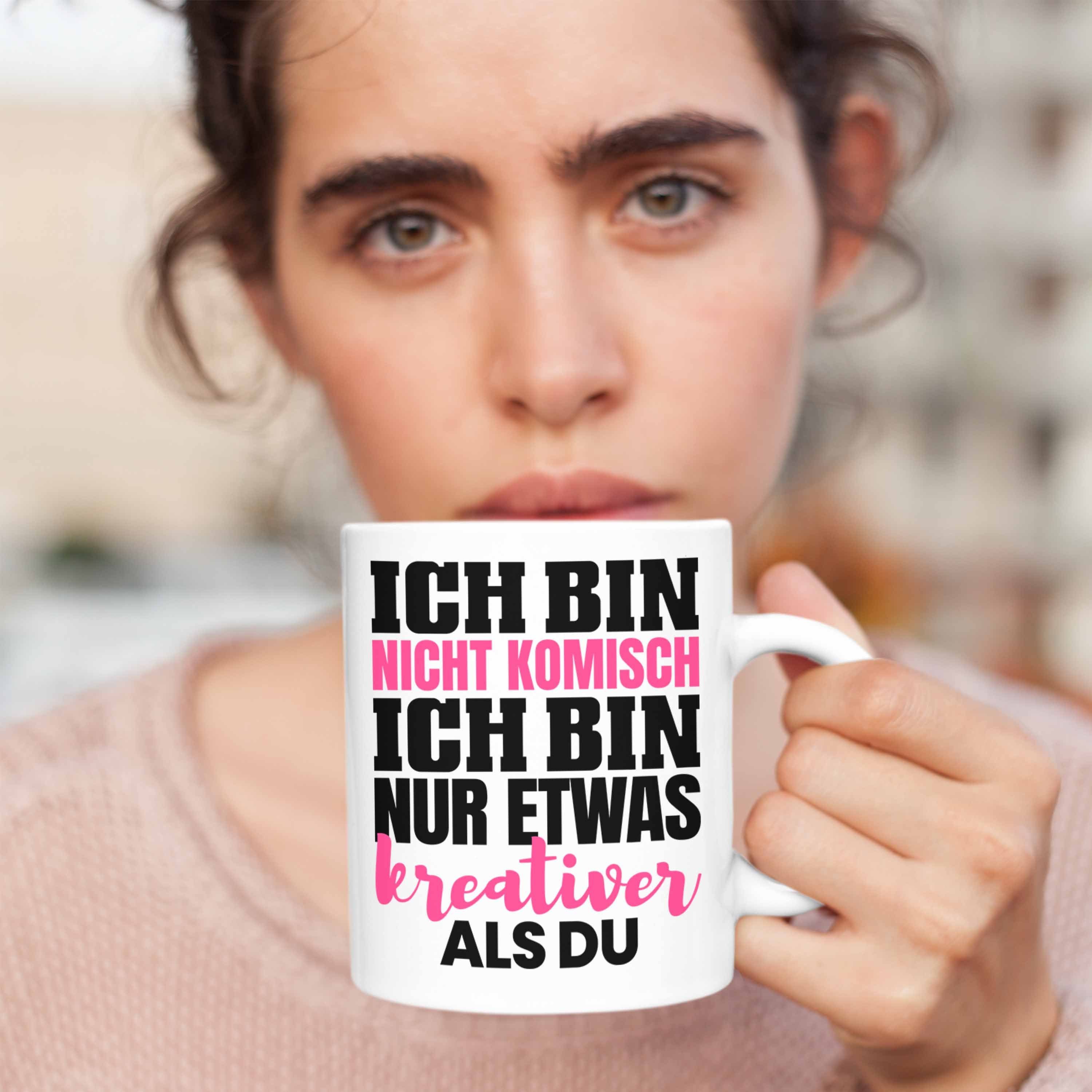 Trendation Tasse Arbeits-Kollegin Freundin Crazy Kaffee-Becher Tasse Verrückte Weiss Geschenk