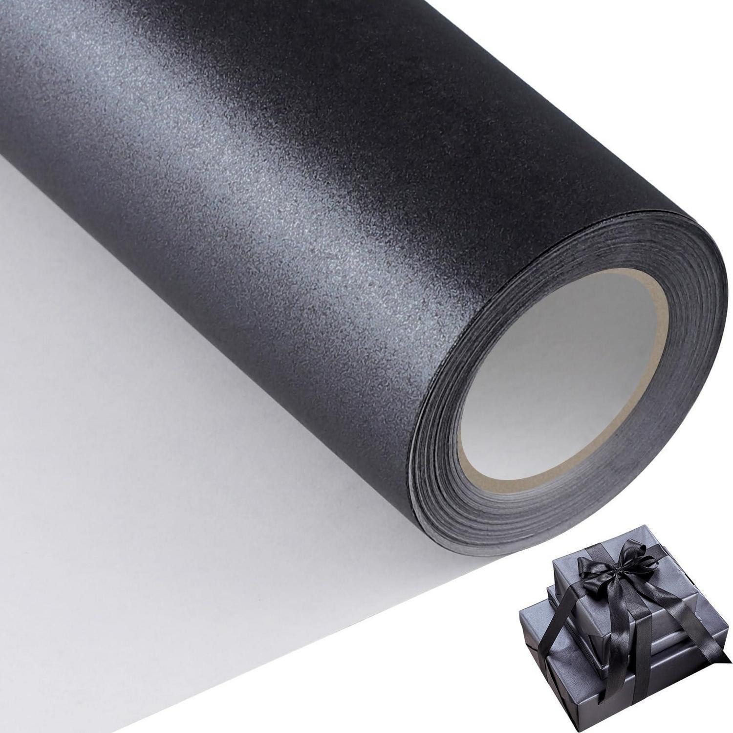 LuxusKollektion Geschenkpapier Geschenkpapier Schwarz 43cm x 12m Perlglanz Rolle