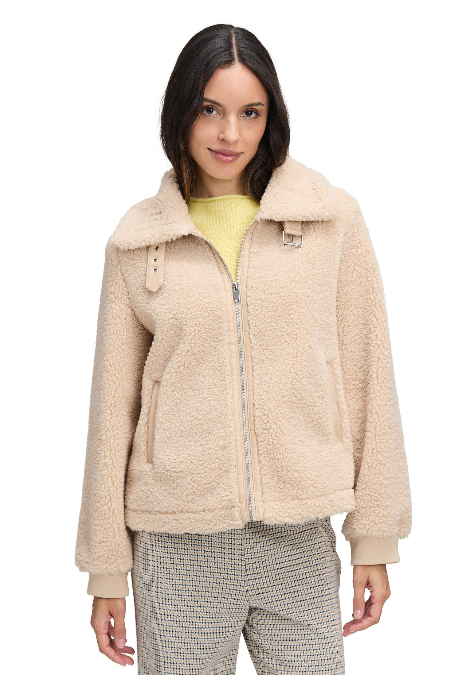 Cartoon Plüschjacke Damen Plüschjacke mit Eingrifftaschen günstig online kaufen