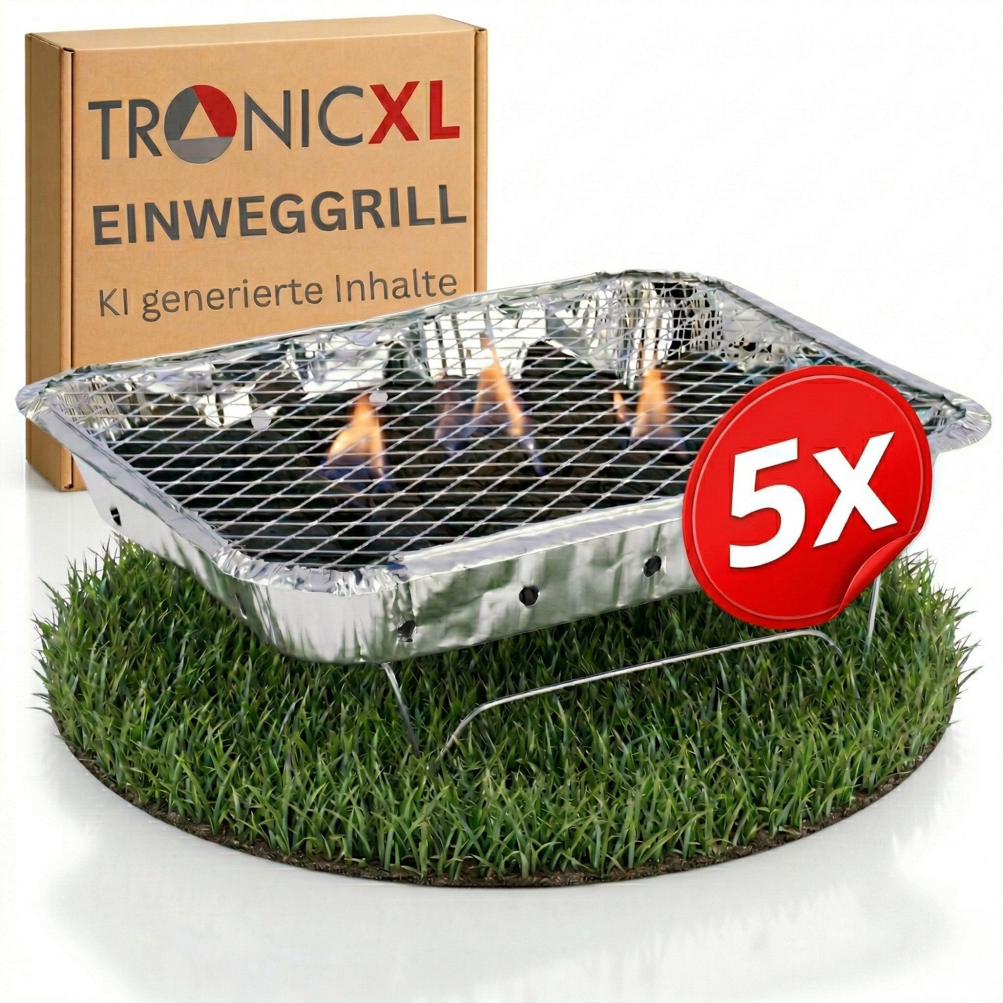 TronicXL Grillschale 5 Einweggrill Einmalgrill Einweg Einmal Grill Holzkohlegrill klein Alu, Aluminium, (5-St), tragbar Reise festival Camping Campinggrill BBQ